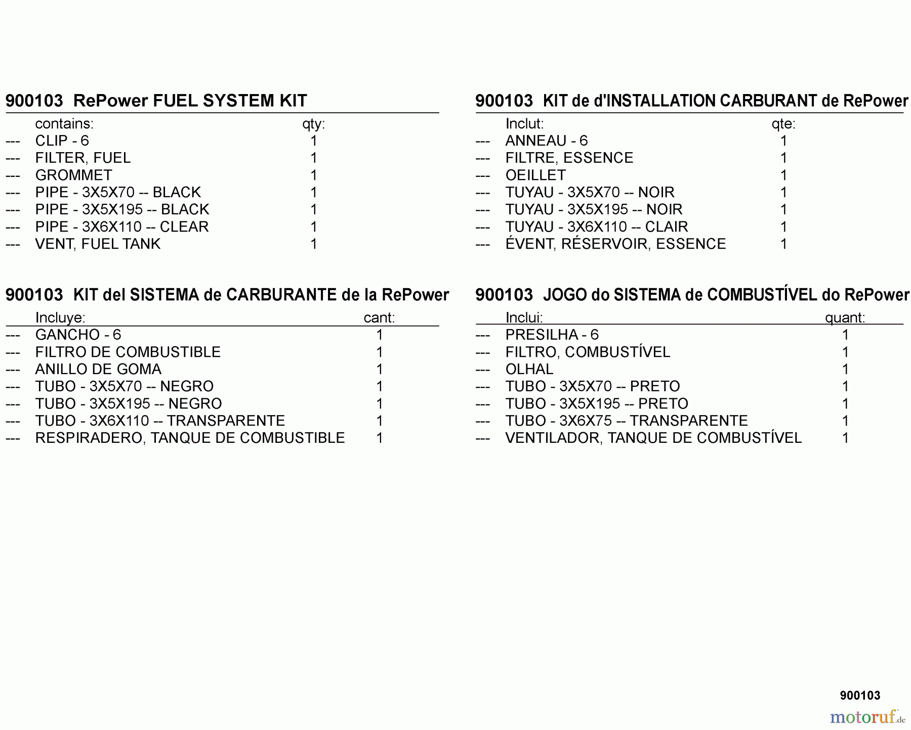  Echo Heckenscheren HC-150 - Echo Hedge Trimmer, S/N: S69811001001 - S69811999999 900103 RePower FUEL SYSTEM KIT