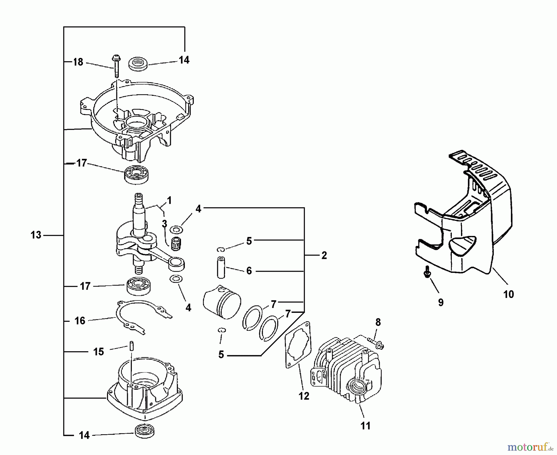 Echo Heckenscheren HC-1500 - Echo Hedge Trimmer (Type 1E) Engine, Crankcase, Cover