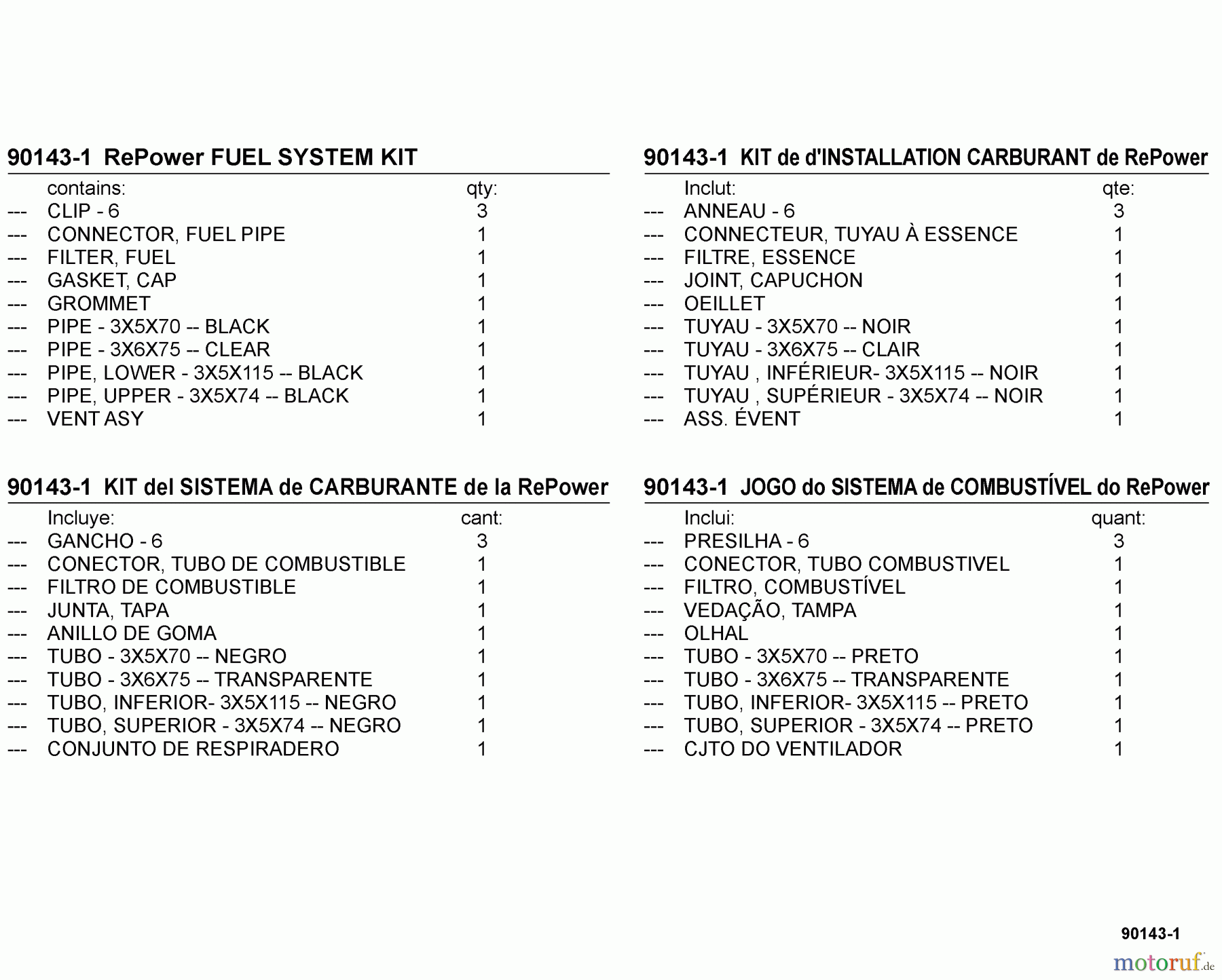  Echo Heckenscheren HC-152 - Echo Hedge Trimmers, S/N: S94111001001 - S94111999999 90143-1 RePower FUEL SYSTEM KIT