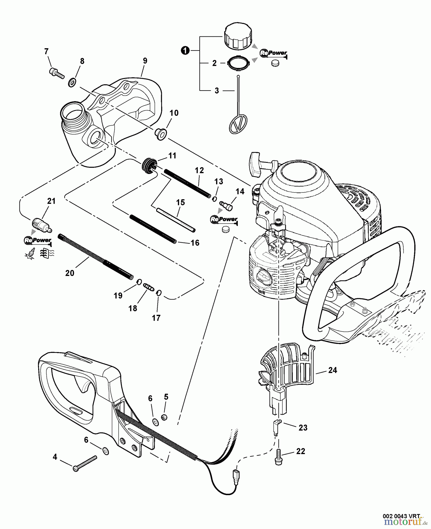  Echo Heckenscheren HC-155 - Echo Hedge Trimmer, S/N: S76212001001 - S76212999999 Fuel System, Debris Guard  S/N: S76212001001 - S76212015340