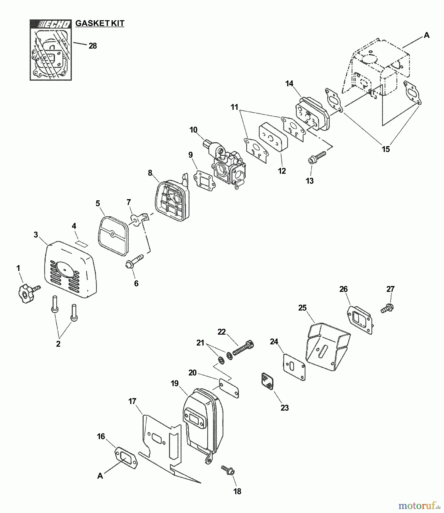  Echo Bläser / Sauger / Häcksler / Mulchgeräte	 ES-231 - Echo Shredder/Vacuum, S/N: 02001001 - 02999999 Intake, Exhaust