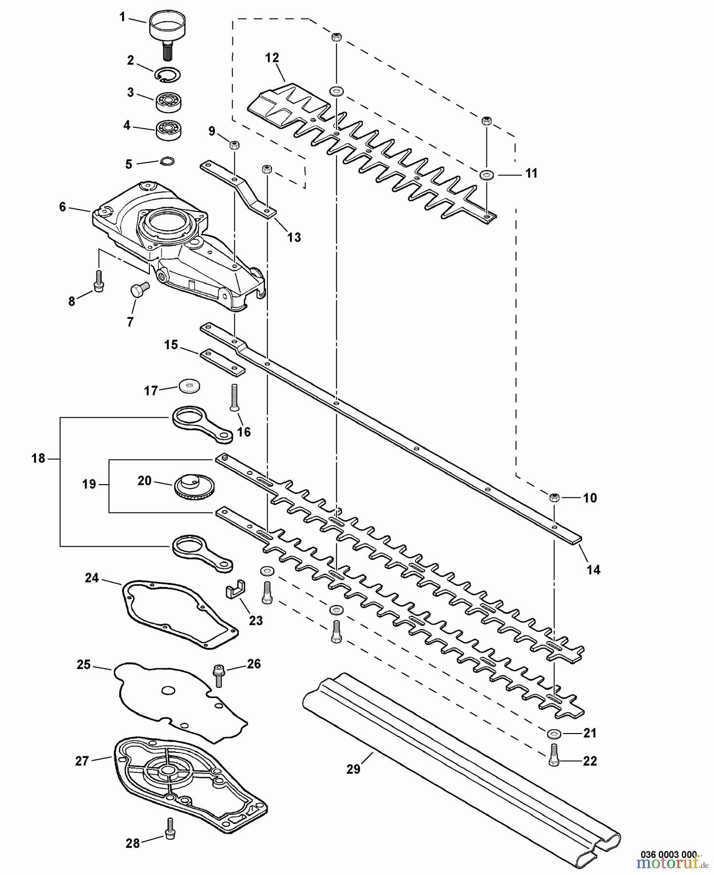 Echo Heckenscheren HC-160 - Echo Hedge Trimmer, S/N: S76912001001 - S76912999999 Gear Case, Blades