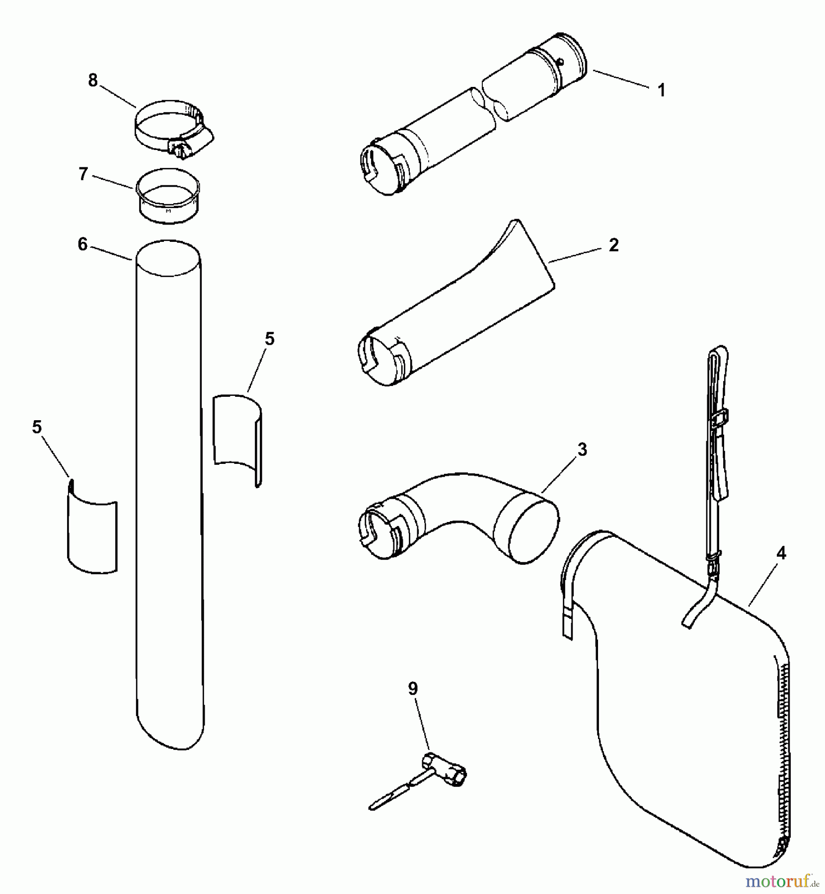  Echo Bläser / Sauger / Häcksler / Mulchgeräte	 ES-2400 - Echo Shredder/Vacuum (Type 1E) Blower Tubes, Dust Bag, Tools