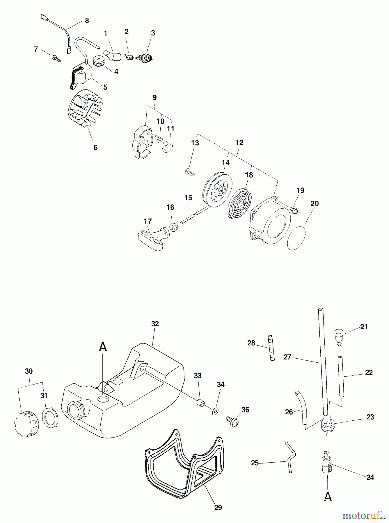  Echo Heckenscheren HCA-2400 - Echo Hedge Trimmer (Type 1E) Ignition, Starter, Fuel System