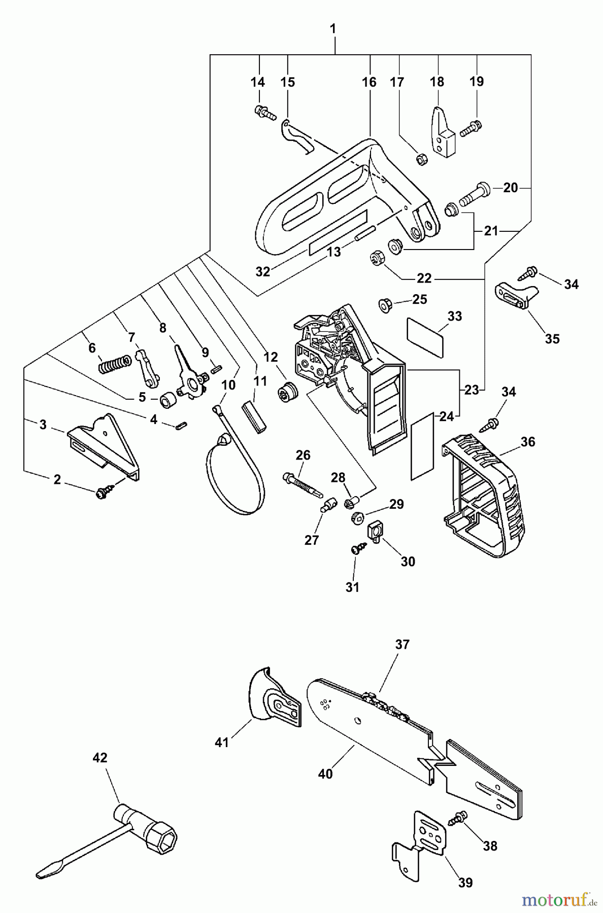  Echo Sägen, Kettensägen CS-300 - Echo Chainsaw, S/N: 03001001 - 03999999 Chain Brake Assembly