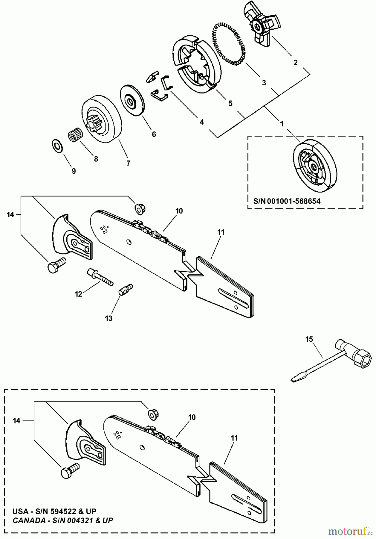  Echo Sägen, Kettensägen CS-3450 - Echo Chainsaw (Type 1E) Clutch, Cutting Attachment, Tools