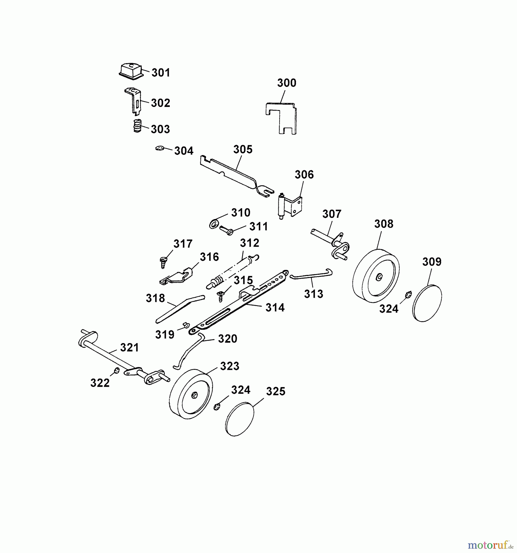  Wolf-Garten Elektromäher Esprit 36 E 4906880 Serie B, C  (2002) Höhenverstellung, Räder