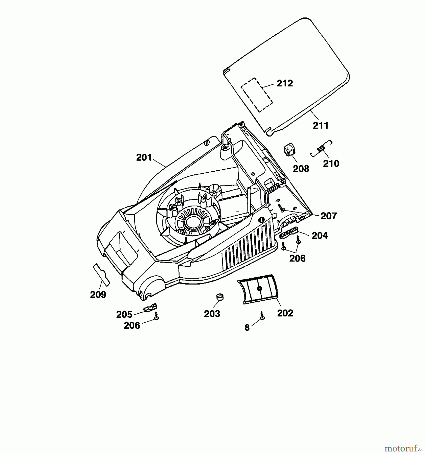  Wolf-Garten Elektromäher HB 40 E 4961005 Serie A  (2002) Mähwerksgehäuse