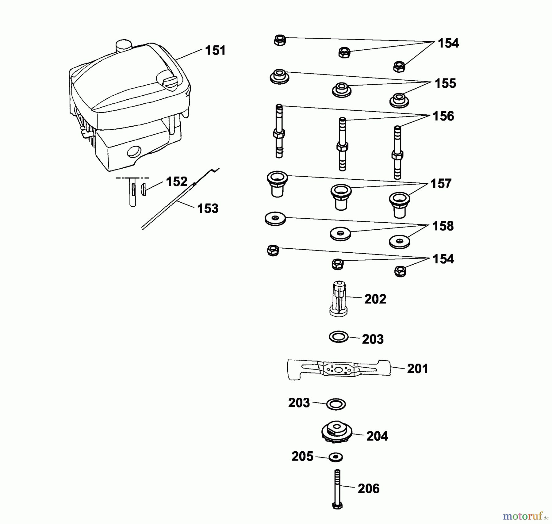  Wolf-Garten Motormäher HBM 40 B 4001008 Serie A  (2003) Messer, Messeraufnahme, Motor