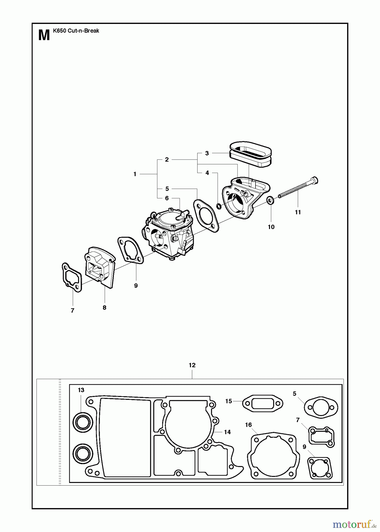  Trennschneider, Cut-Off K650 Cut-n-Break, 2007-10 CARBURETOR