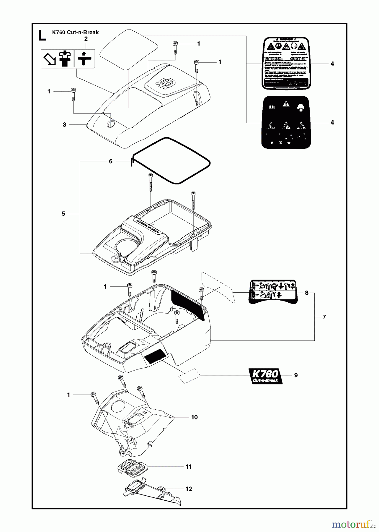  Trennschneider, Cut-Off K760 Cut-n-Break, 2009-11 CYLINDER COVER