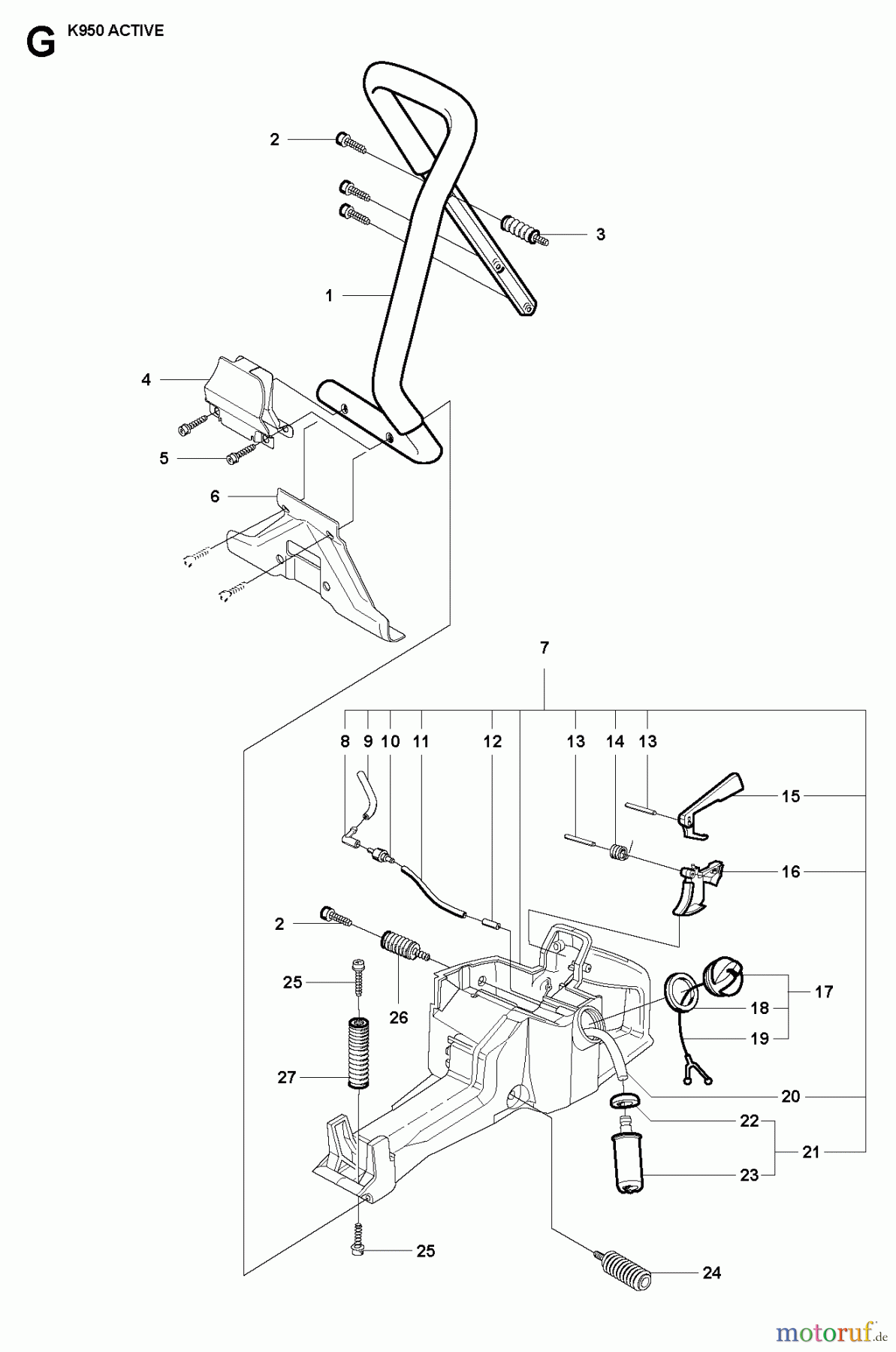  Trennschneider, Cut-Off K950, 2007-01 FUEL TANK & HANDLE