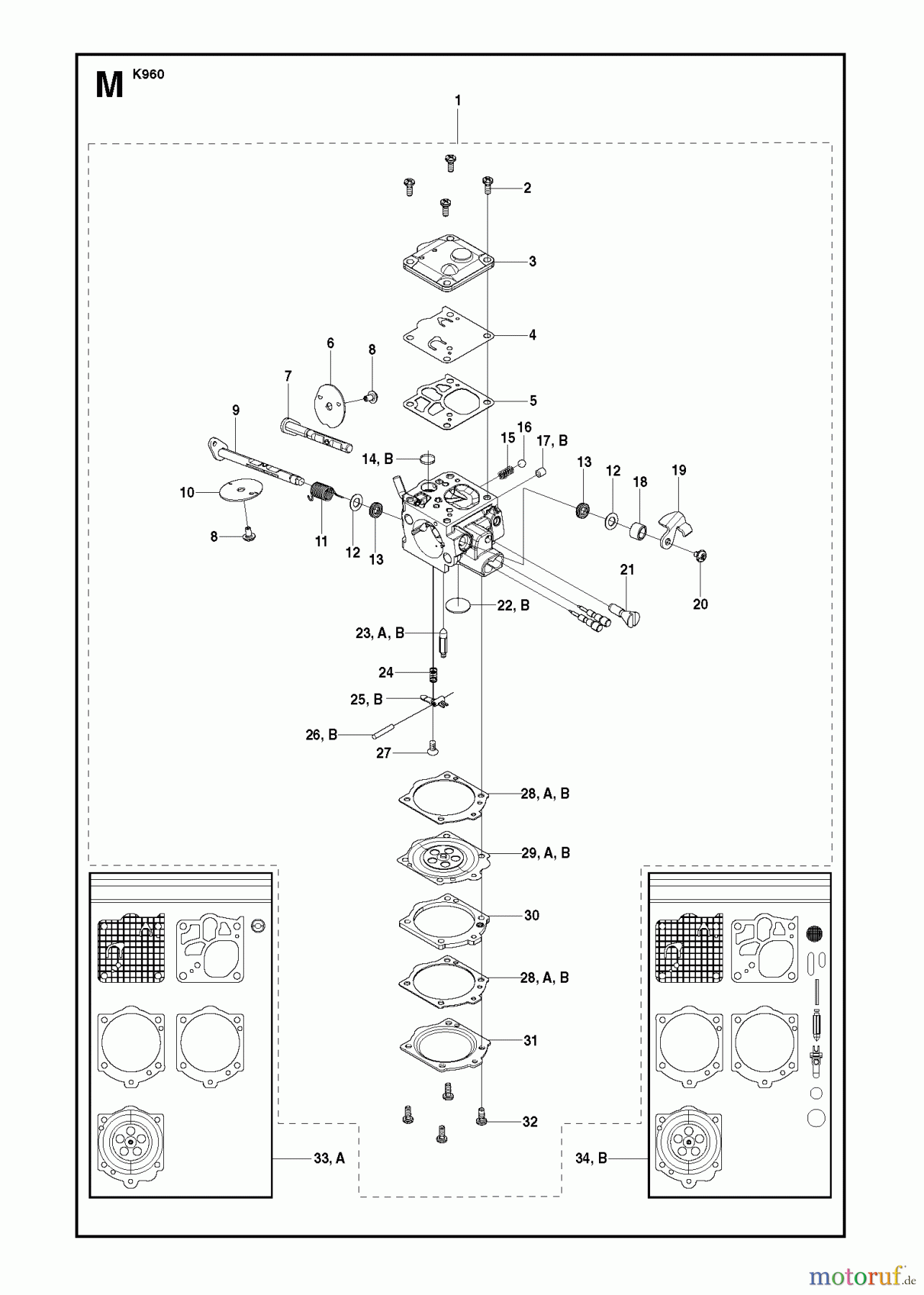  Trennschneider, Cut-Off K960, 2007-10 CARBURETOR DETAILS