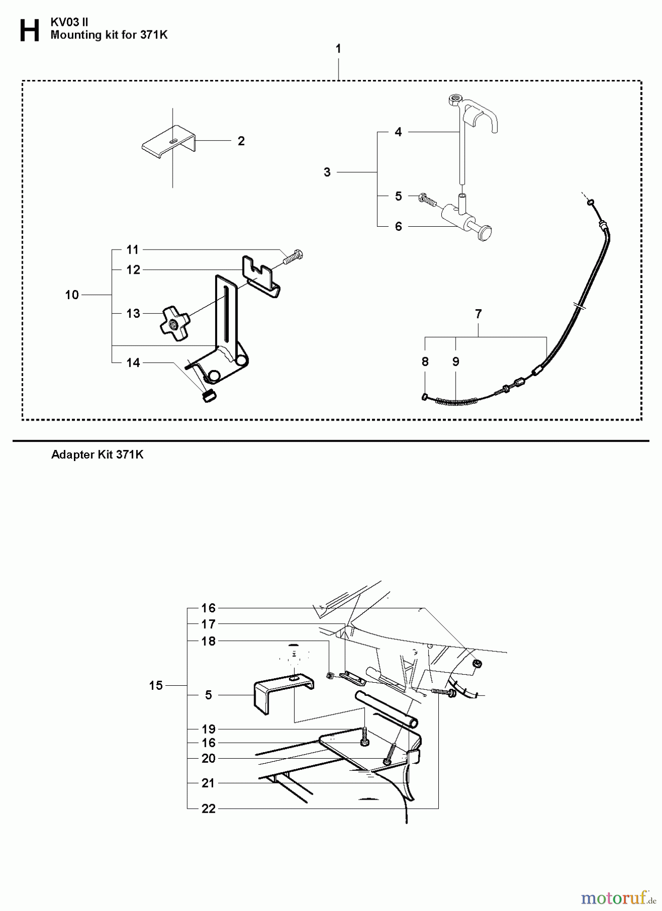  Trennschneider, Cut-Off KV 03, 2007-01 Mounting kit for 371K