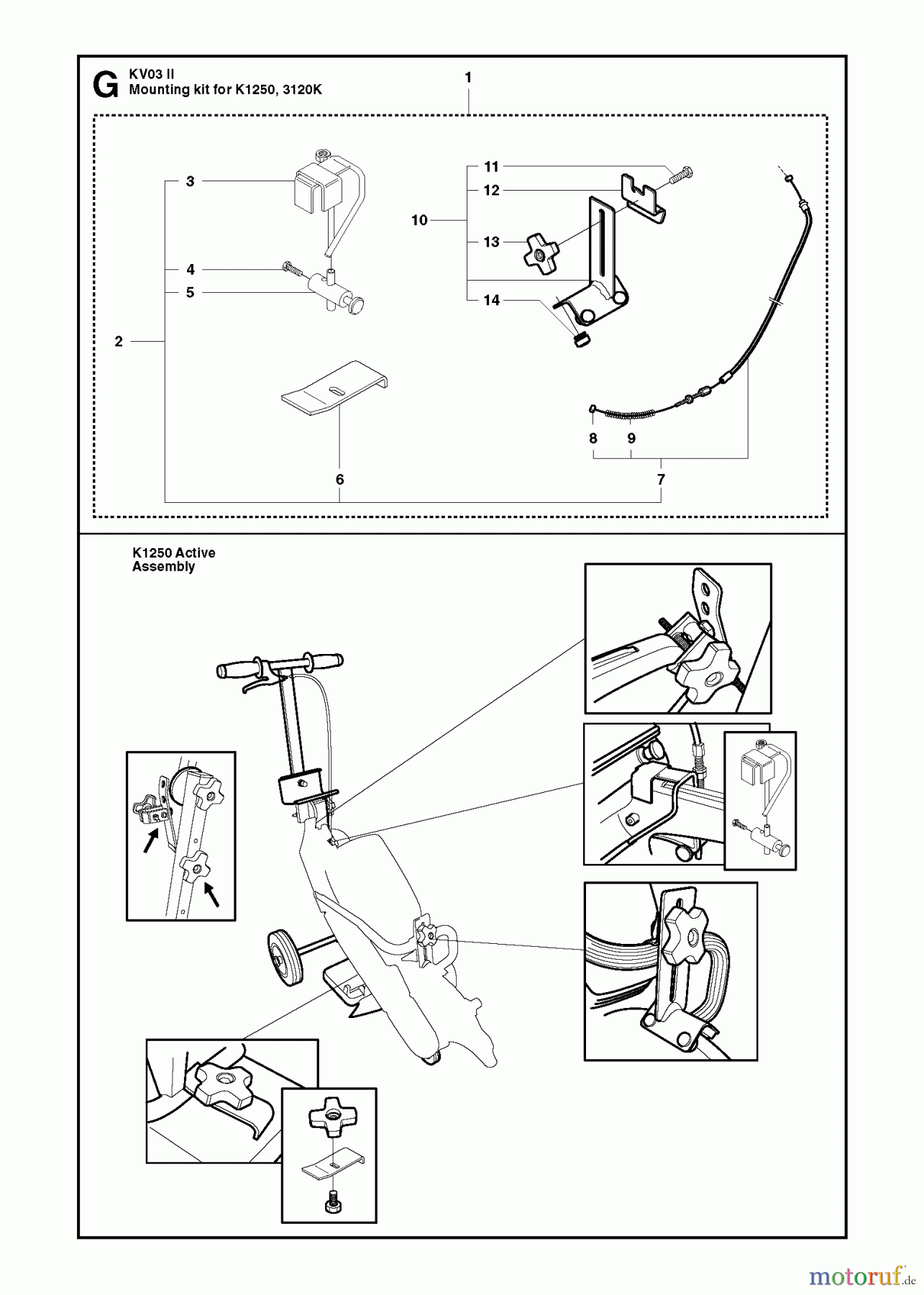  Trennschneider, Cut-Off KV 03, 2007-01 Mounting kit for K1250, 3120K