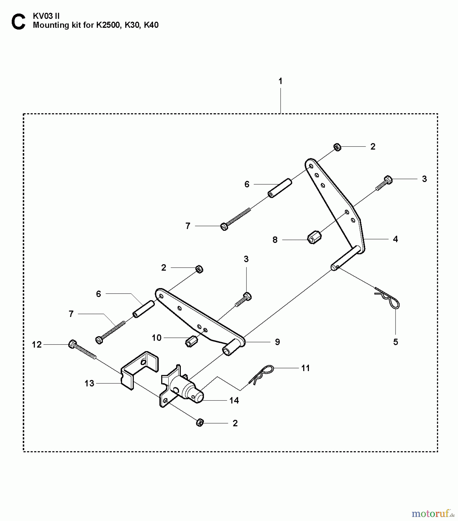  Trennschneider, Cut-Off KV 03, 2007-01 Mounting kit for K2500, K30, K40