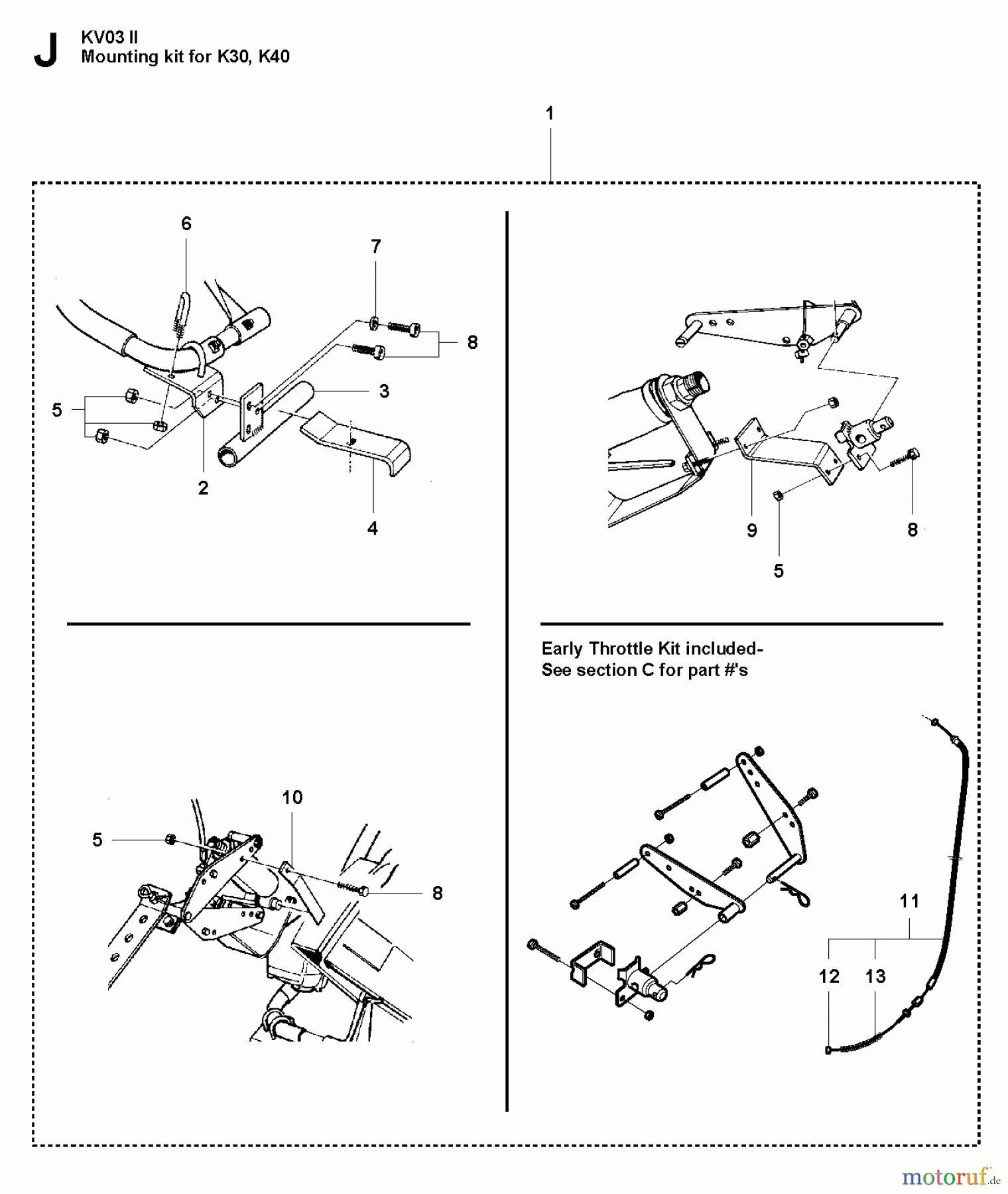  Trennschneider, Cut-Off KV 03, 2007-01 Mounting kit for K30, K40