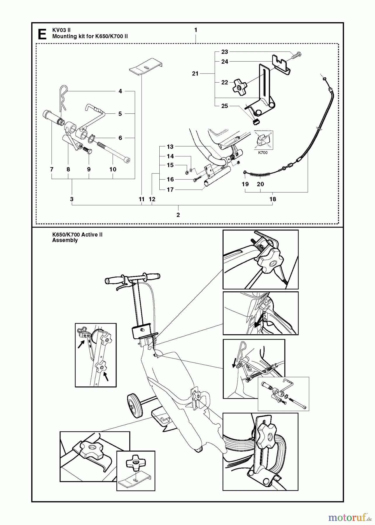  Trennschneider, Cut-Off KV 03, 2007-01 Mounting kit for K650/K700 II