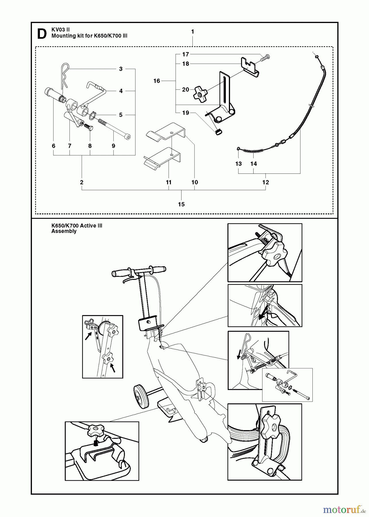  Trennschneider, Cut-Off KV 03, 2007-01 Mounting kit for K650/K700 III