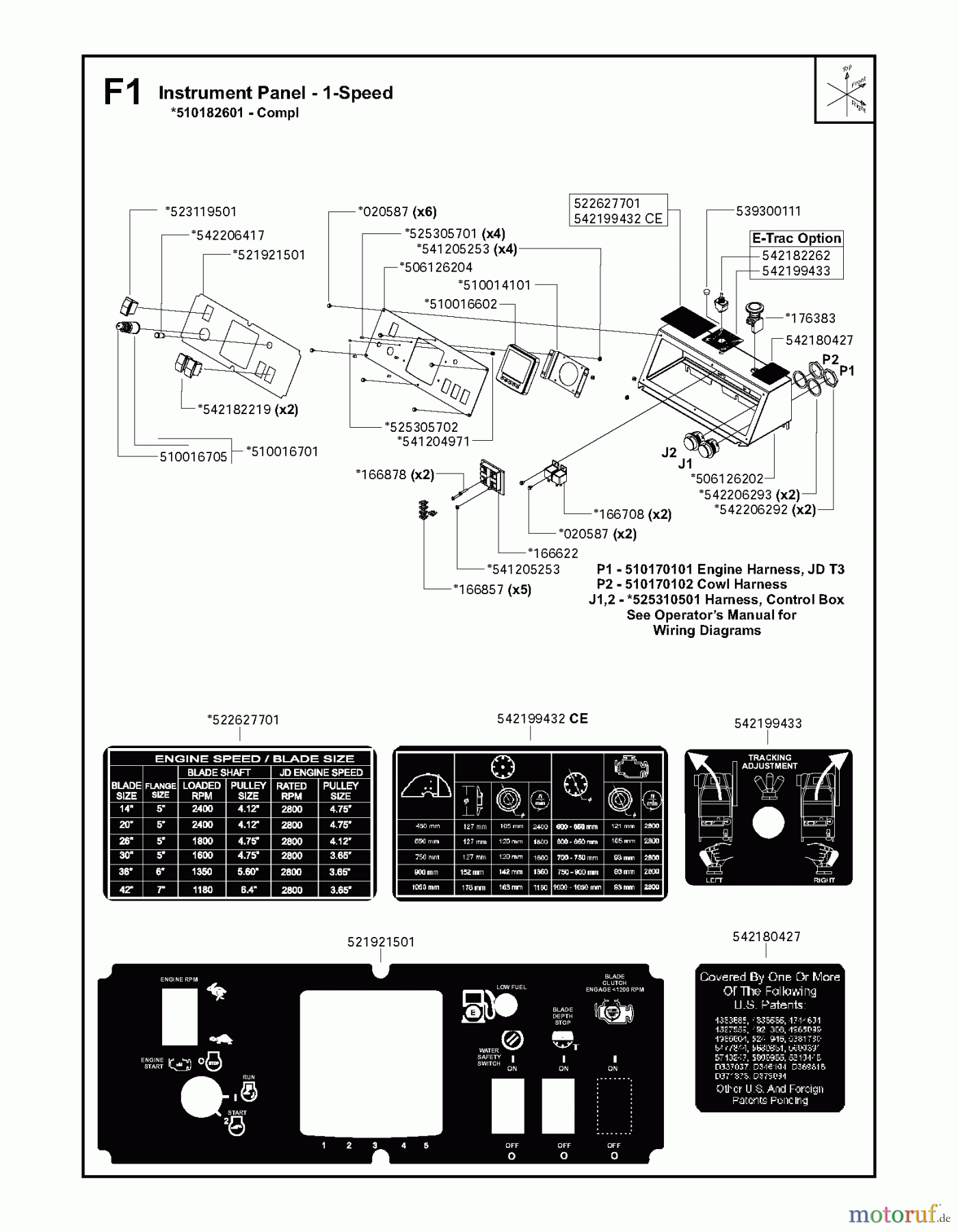  Trennschneider, Floor FS6600 JD T3, 2009-20 Instrument Panel - 1-Speed