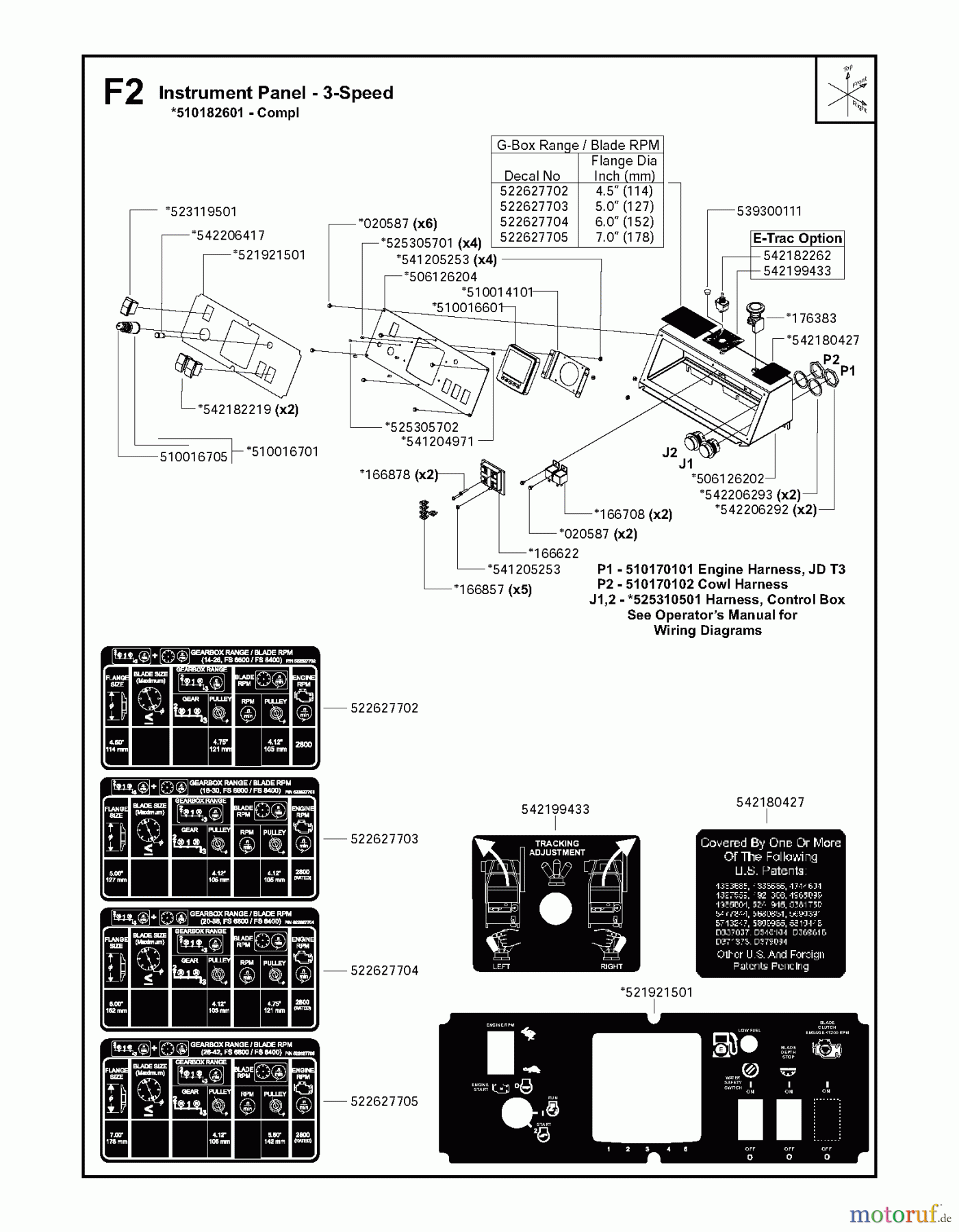  Trennschneider, Floor FS6600 JD T3, 2009-20 Instrument Panel - 3-Speed