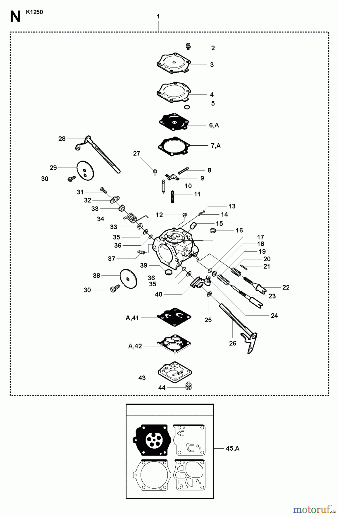  Trennschneider, Cut-Off K1250, 2007-01 CARBURETOR DETAILS
