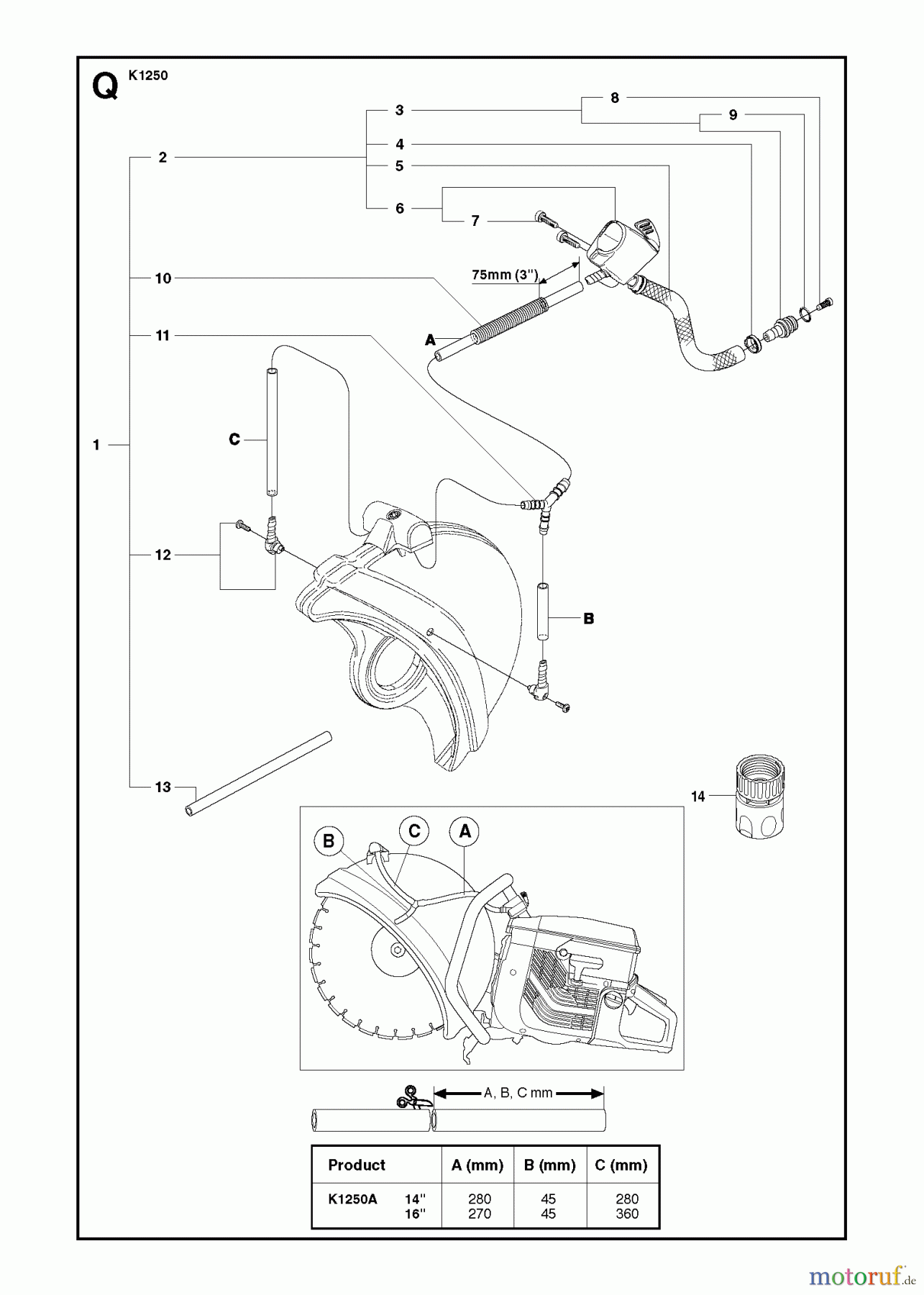  Trennschneider, Cut-Off K1250, 2007-01 WATER HOSE KIT