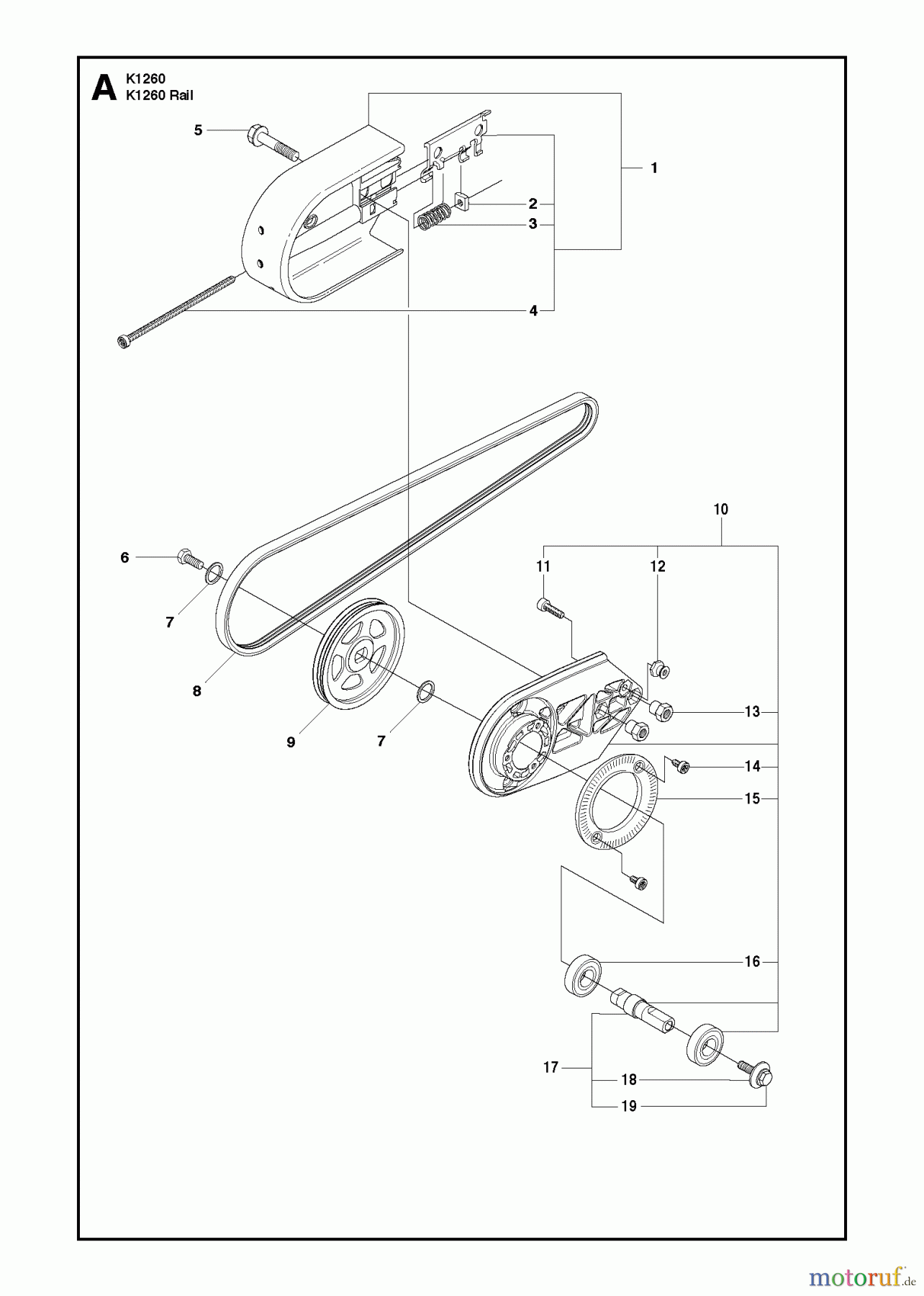  Trennschneider, Cut-Off K1260 Rail, 2010-10 BELT GUARD & PULLEY