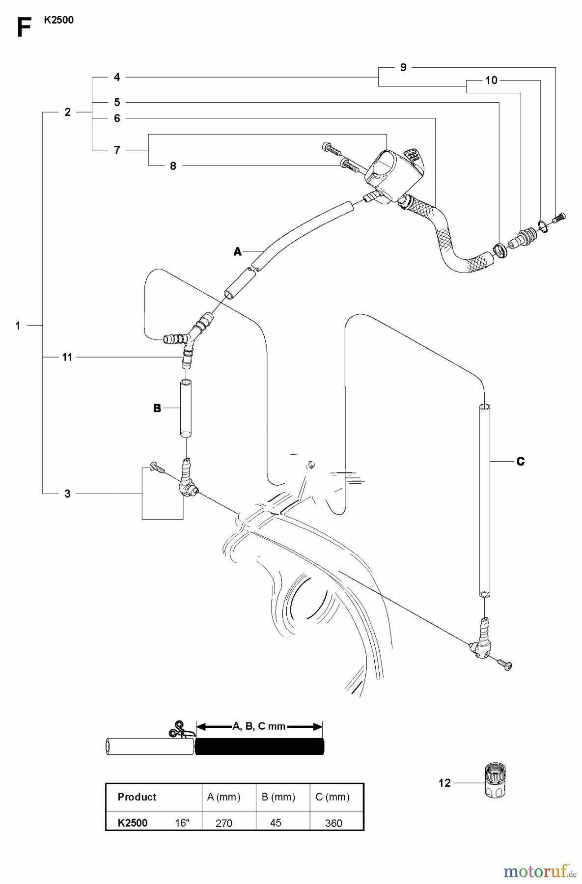  Trennschneider, Cut-Off K2500, 2007-01 WATER HOSE KIT