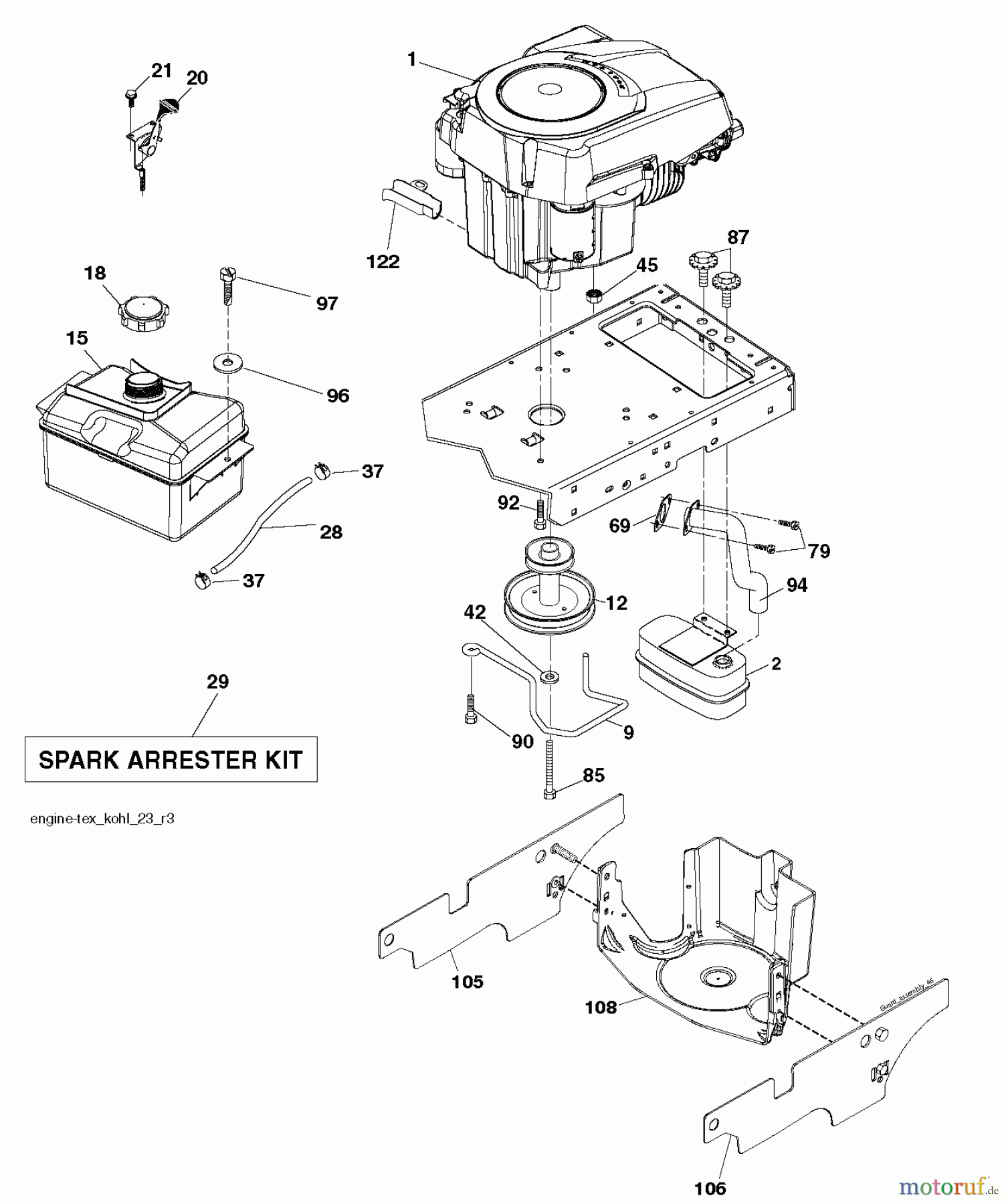 Husqvarna Rasen und Garten Traktoren LT 154 (96041024101) - Husqvarna Lawn Tractor (2012-07 & After) ENGINE