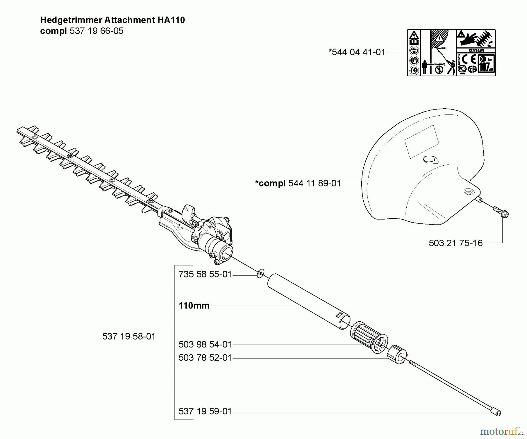 Husqvarna Zubehör HA 110 - Husqvarna Hedge Trimmer Attachment (2005-10 to 2009-03) Hedge Trimmer Attachment