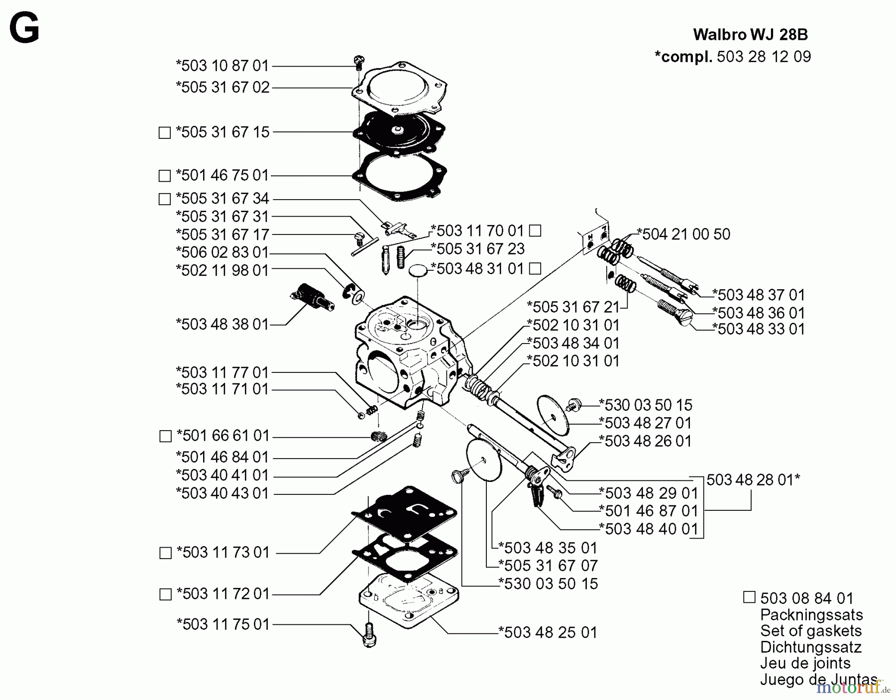  Jonsered Motorsägen 2077 - Jonsered Chainsaw (1998-03) CARBURETOR DETAILS