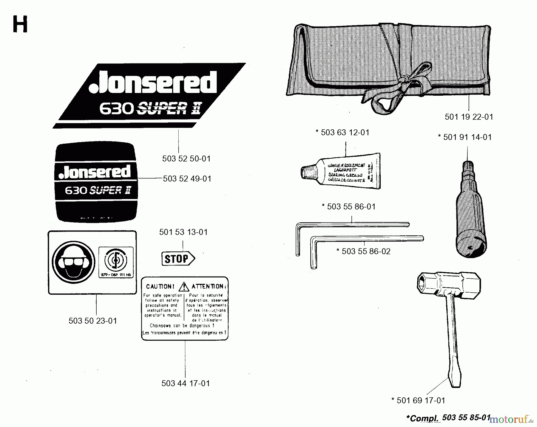  Jonsered Motorsägen 630 SUPER II - Jonsered Chainsaw (1993-06) ACCESSORIES #1