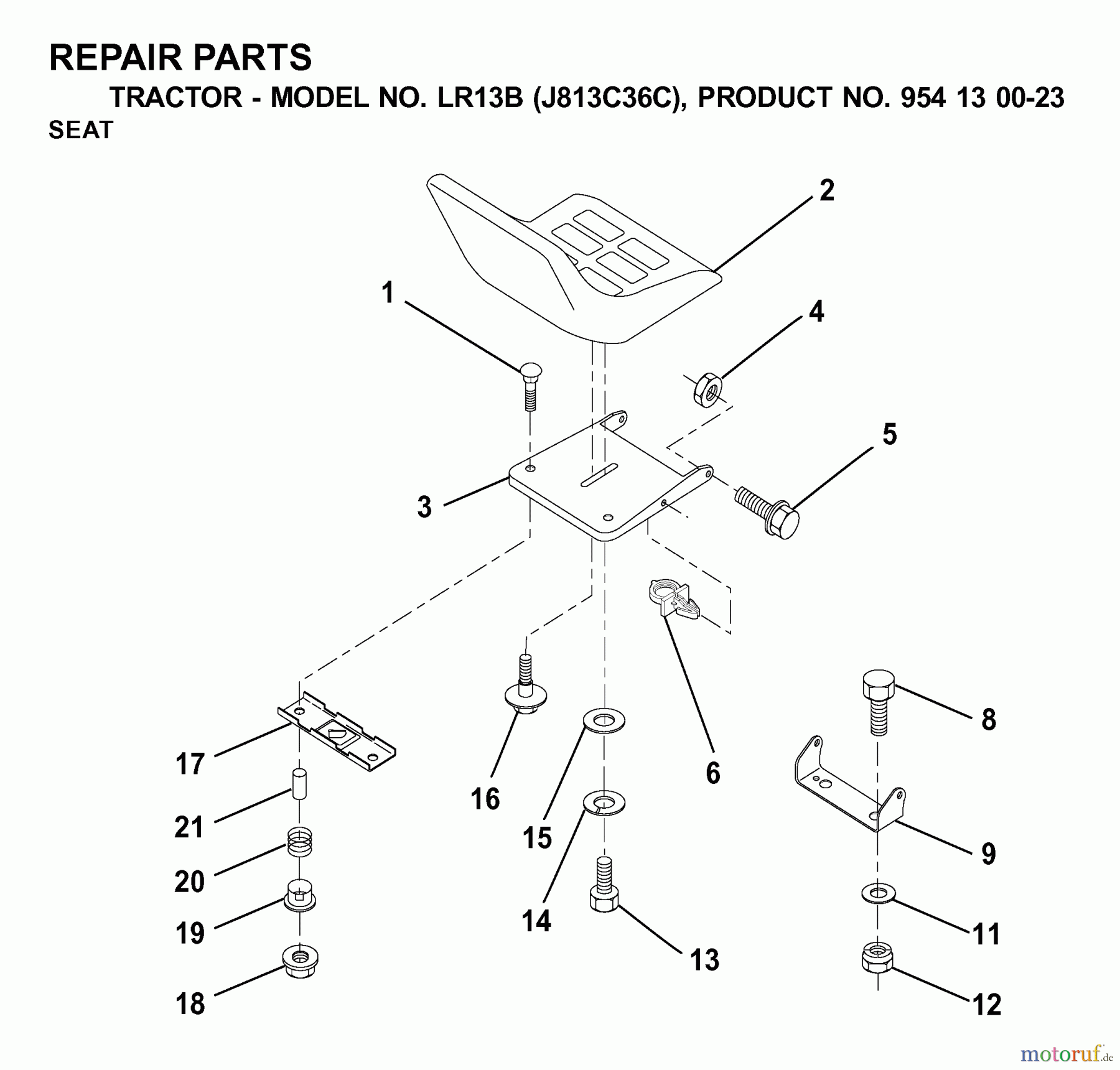  Jonsered Rasen  und Garten Traktoren LR13B (J813C36C, 954130023) - Jonsered Lawn & Garden Tractor (2000-03) SEAT