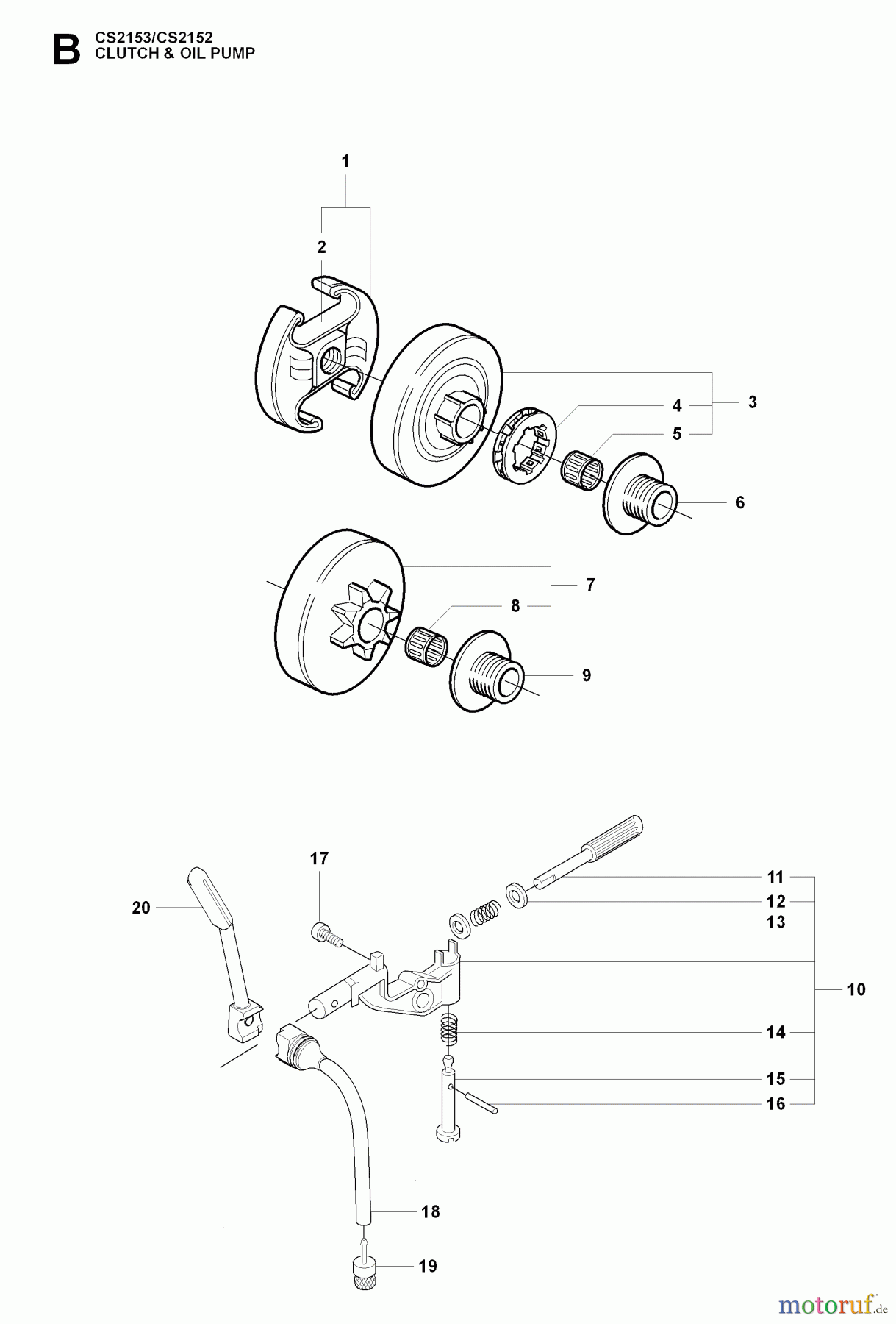 Jonsered Motorsägen CS2152 - Jonsered Chainsaw (2009-02) CLUTCH OIL PUMP