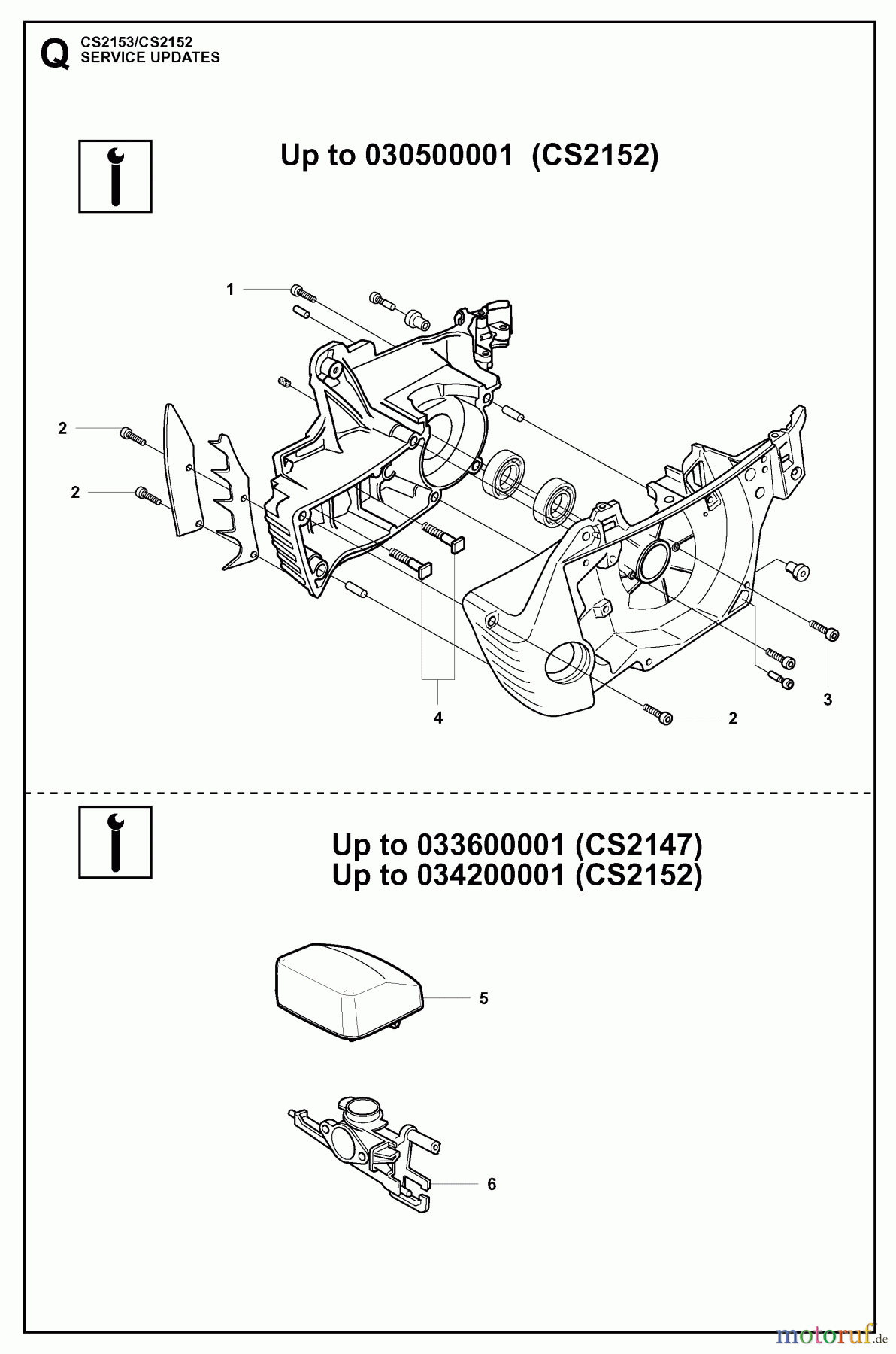 Jonsered Motorsägen CS2152 - Jonsered Chainsaw (2009-02) SERVICE UPDATES #1