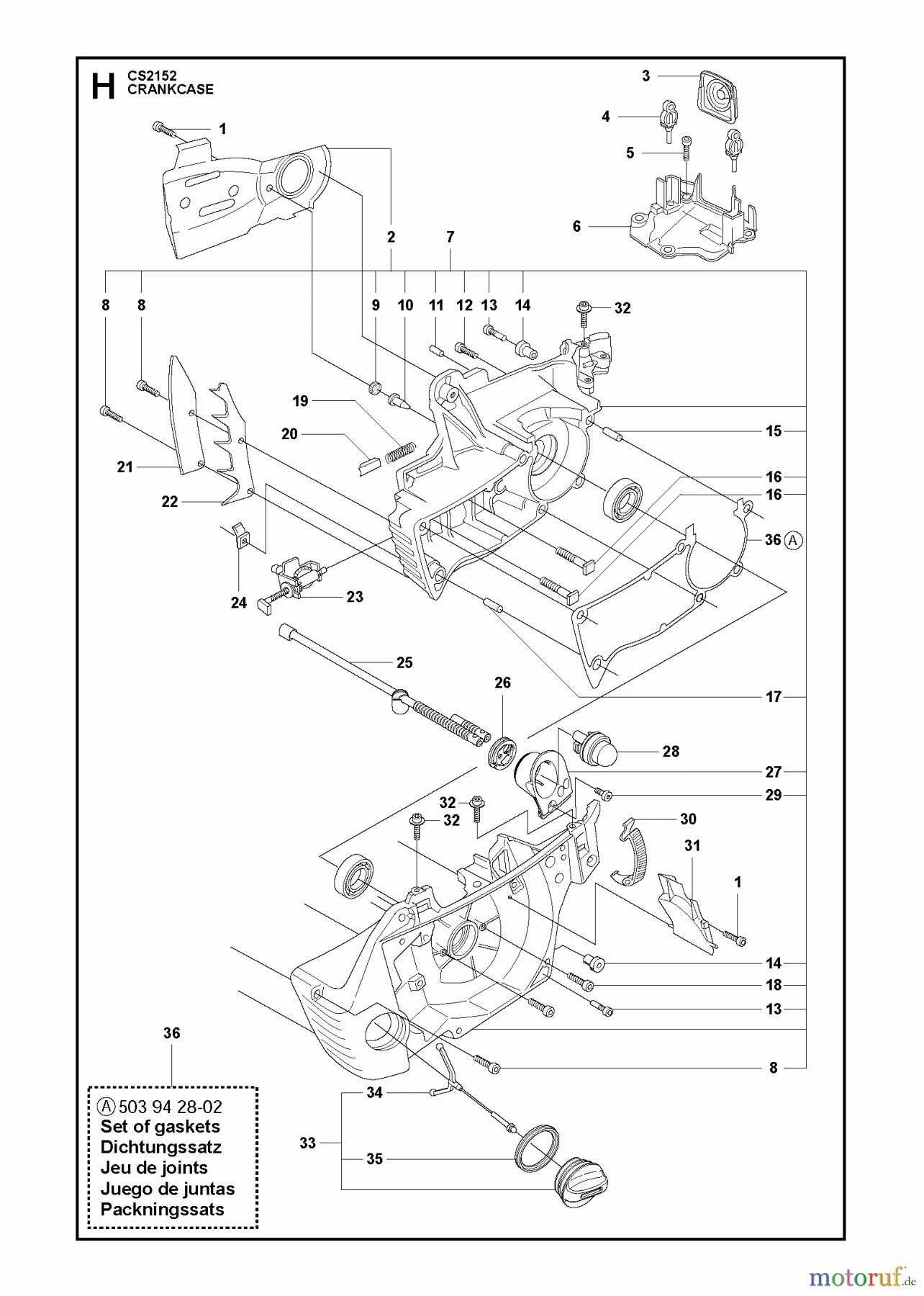 Jonsered Motorsägen CS2152 - Jonsered Chainsaw (2011-05) CRANKCASE