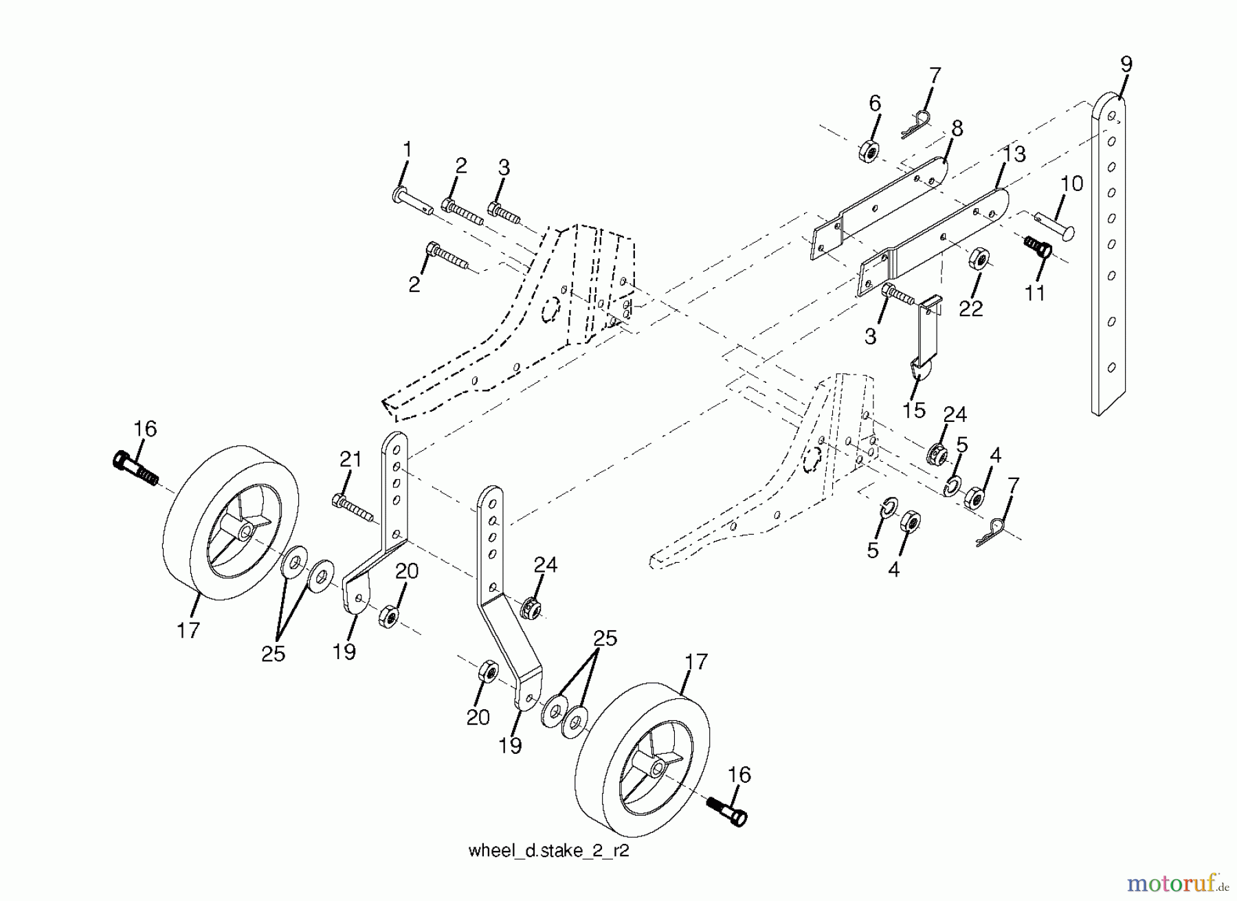  Jonsered Motorhacken / Kultivierer CT2105F (96081000106) - Jonsered Cultivator (2010-01) WHEEL DEPTH STAKE ASSEMBLY