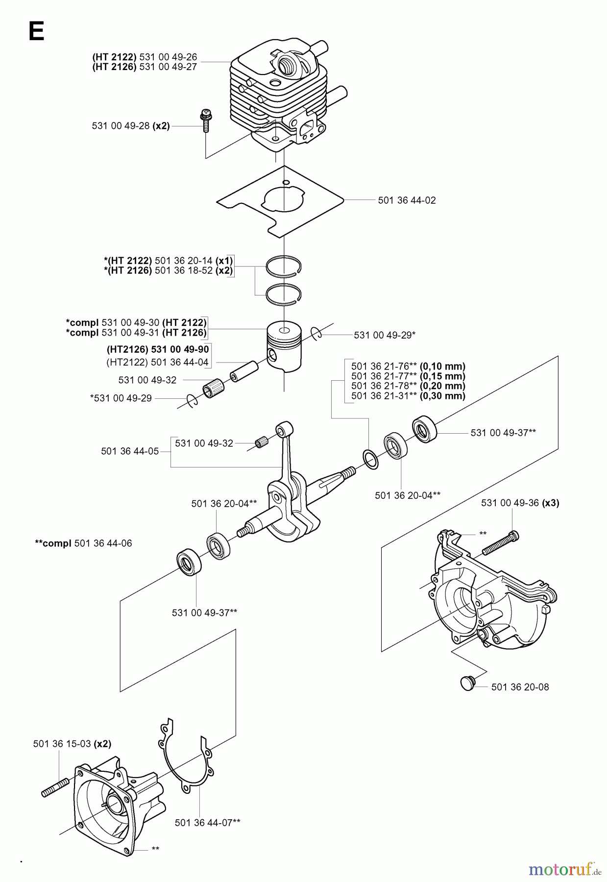  Jonsered Heckenscheren HT2126 PRO TWIST - Jonsered Hedge Trimmer (2000-03) PISTON CRANKSHAFT