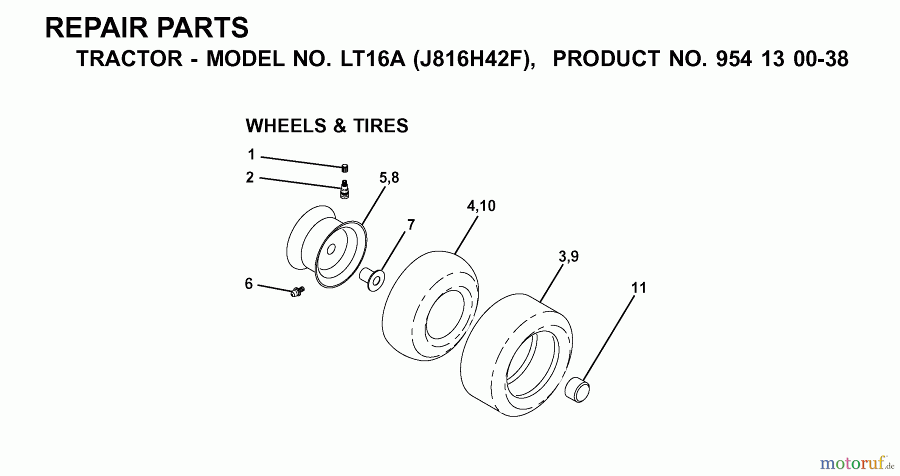  Jonsered Rasen  und Garten Traktoren LT16A (J816H42F, 954130038) - Jonsered Lawn & Garden Tractor (2000-03) WHEELS TIRES