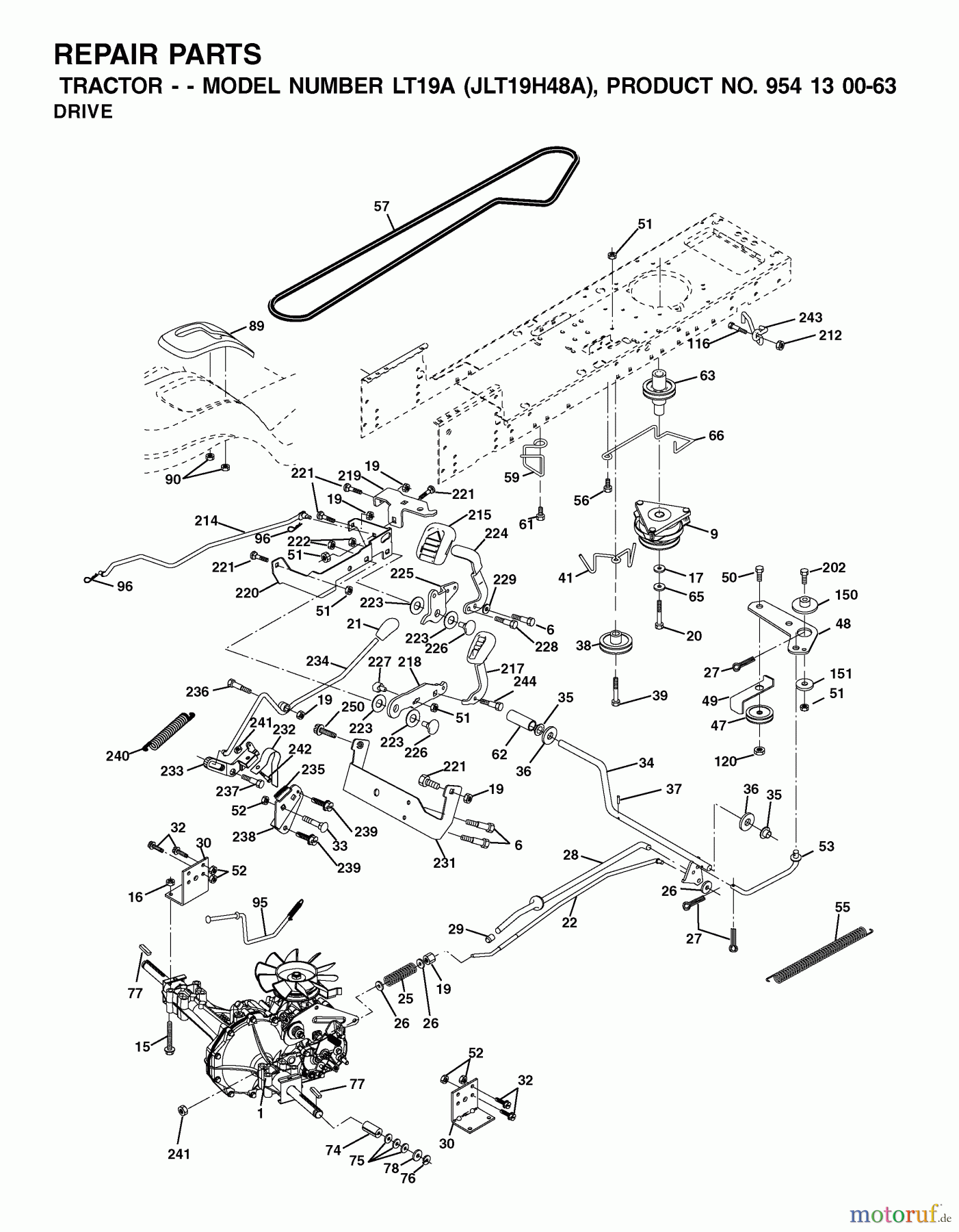  Jonsered Rasen  und Garten Traktoren LT19A (JLT19H48A, 954130063) - Jonsered Lawn & Garden Tractor (2002-02) DRIVE