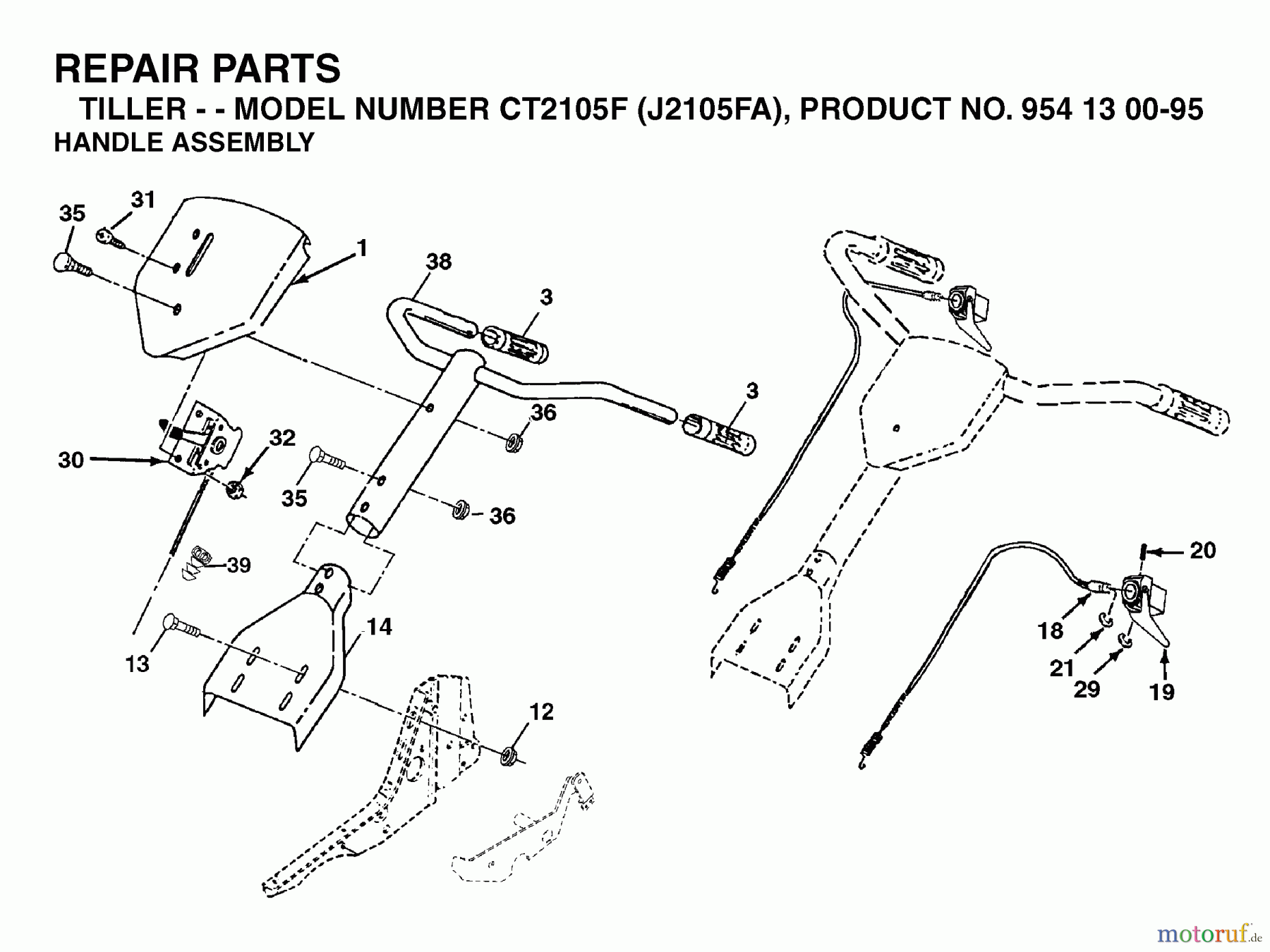 Jonsered Rasen  und Garten Traktoren CT2105 (J2105FA, 954130095) - Jonsered Lawn & Garden Tractor (2003-01) HANDLE CONTROLS