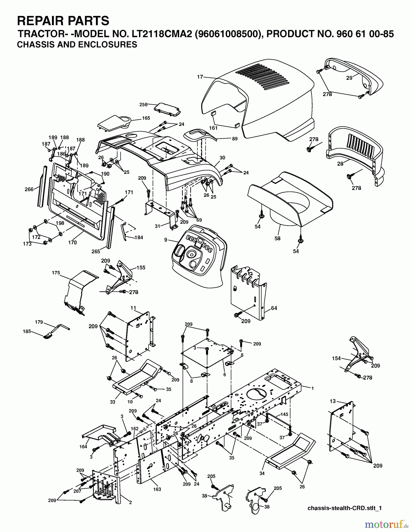 Jonsered Rasen und Garten Traktoren LT2118 CMA2 (96061008500) - Jonsered Lawn & Garden Tractor (2006-04) CHASSIS ENCLOSURES