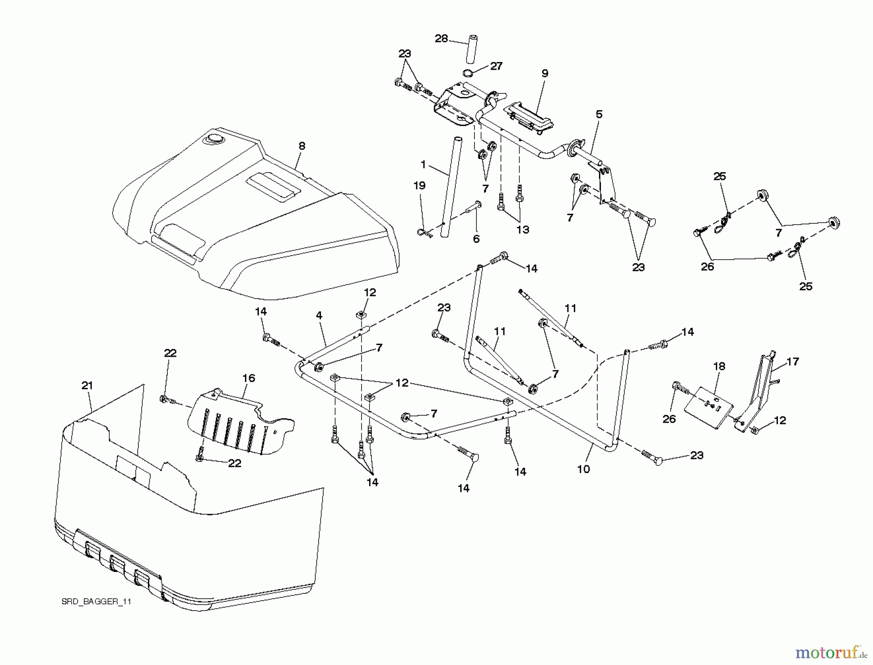  Jonsered Rasen  und Garten Traktoren LT2213 CA (96051001004) - Jonsered Lawn & Garden Tractor (2013-05) BAGGER