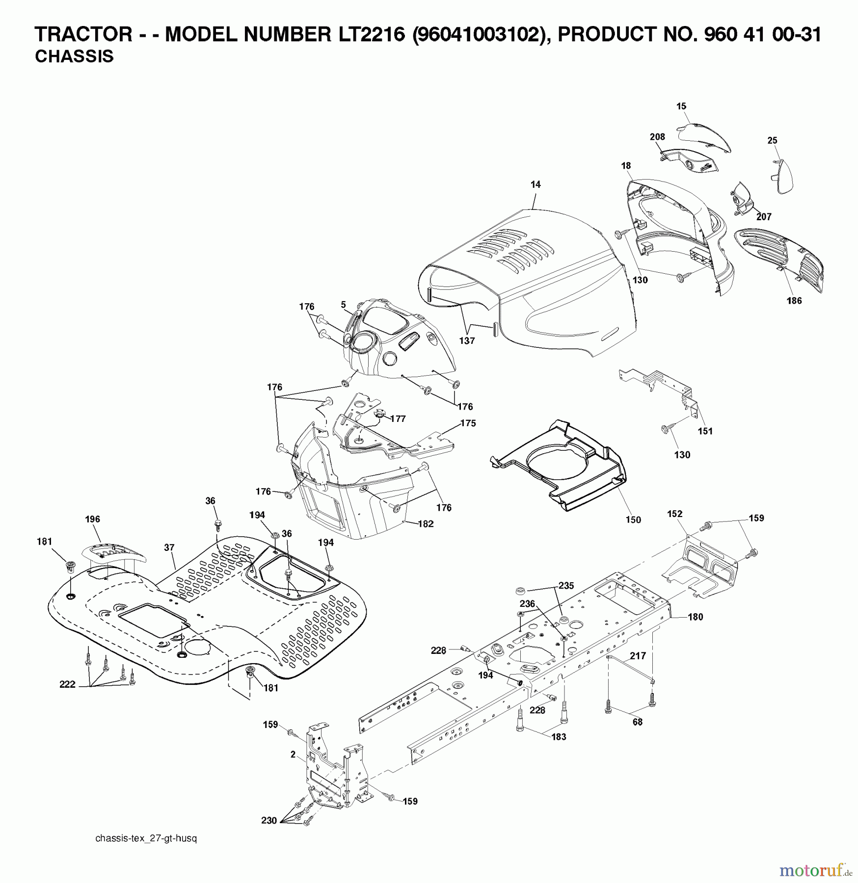  Jonsered Rasen  und Garten Traktoren LT2216 (96041003102) - Jonsered Lawn & Garden Tractor (2007-02) CHASSIS ENCLOSURES