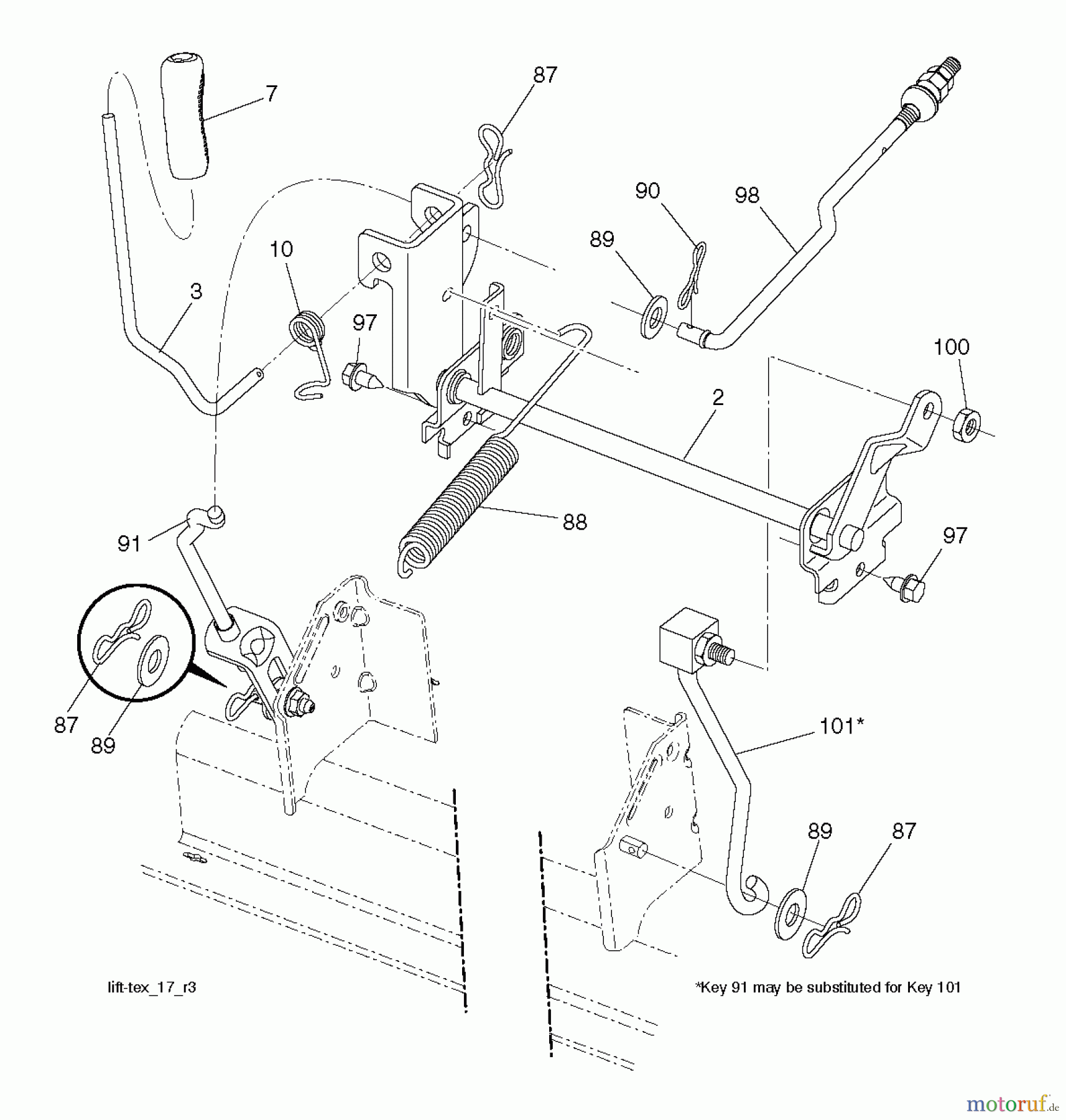  Jonsered Rasen  und Garten Traktoren LT2216 (96041010103) - Jonsered Lawn & Garden Tractor (2010-10) MOWER LIFT LEVER