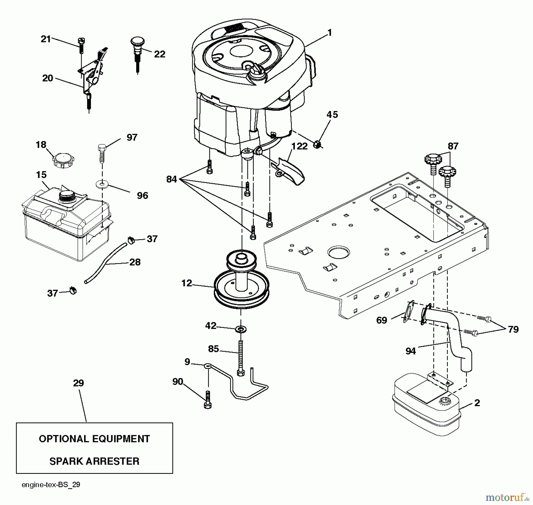  Jonsered Rasen  und Garten Traktoren LT2216 (96041011201) - Jonsered Lawn & Garden Tractor (2010-01) ENGINE