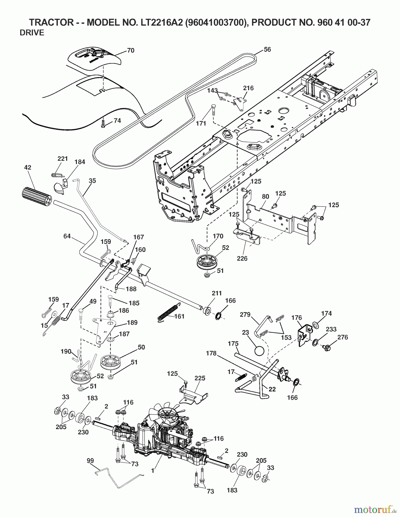  Jonsered Rasen  und Garten Traktoren LT2216 A2 (96041003700) - Jonsered Lawn & Garden Tractor (2007-03) DRIVE