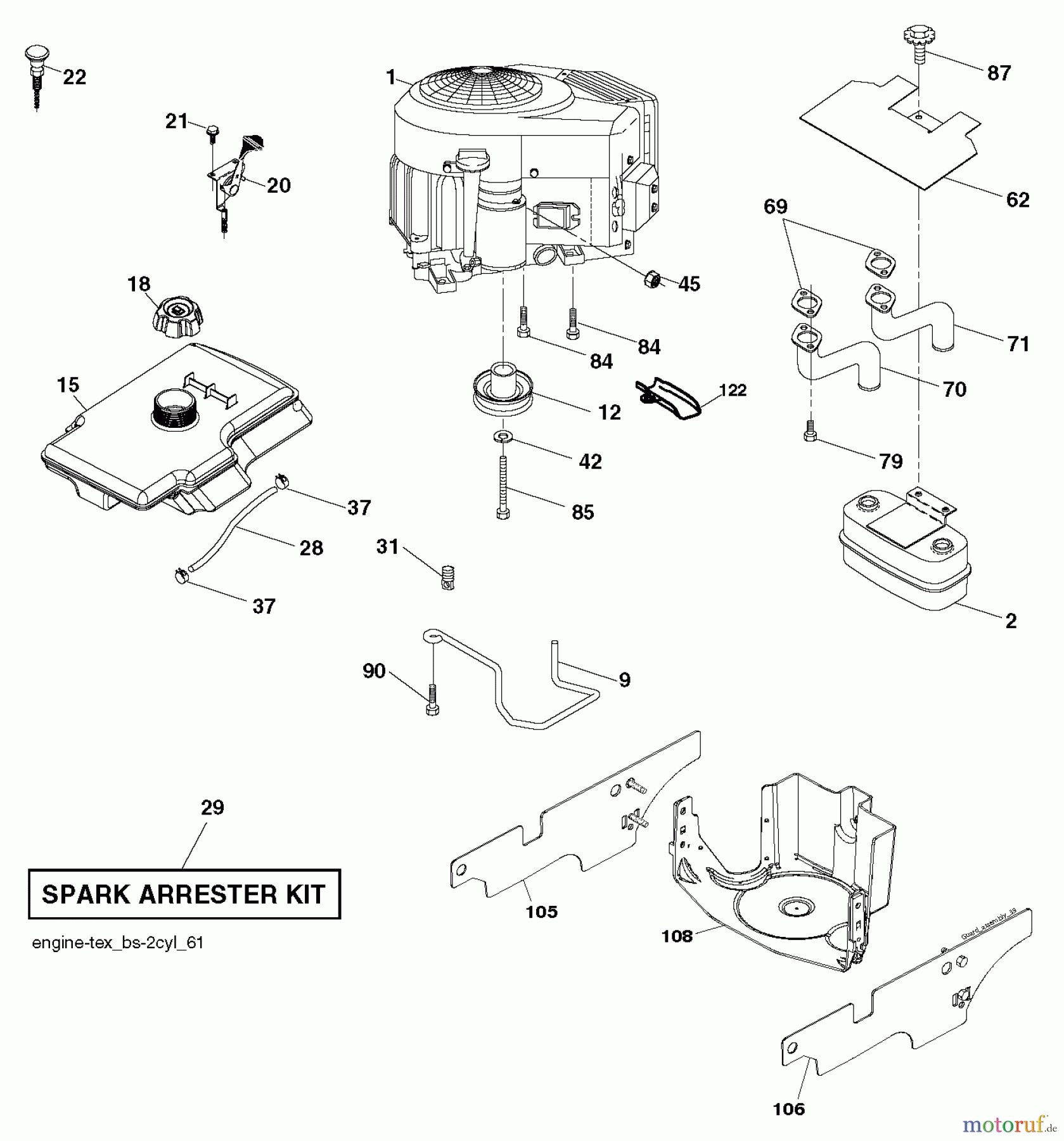  Jonsered Rasen  und Garten Traktoren LT2216 A2 (96041018100) - Jonsered Lawn & Garden Tractor (2010-02) ENGINE