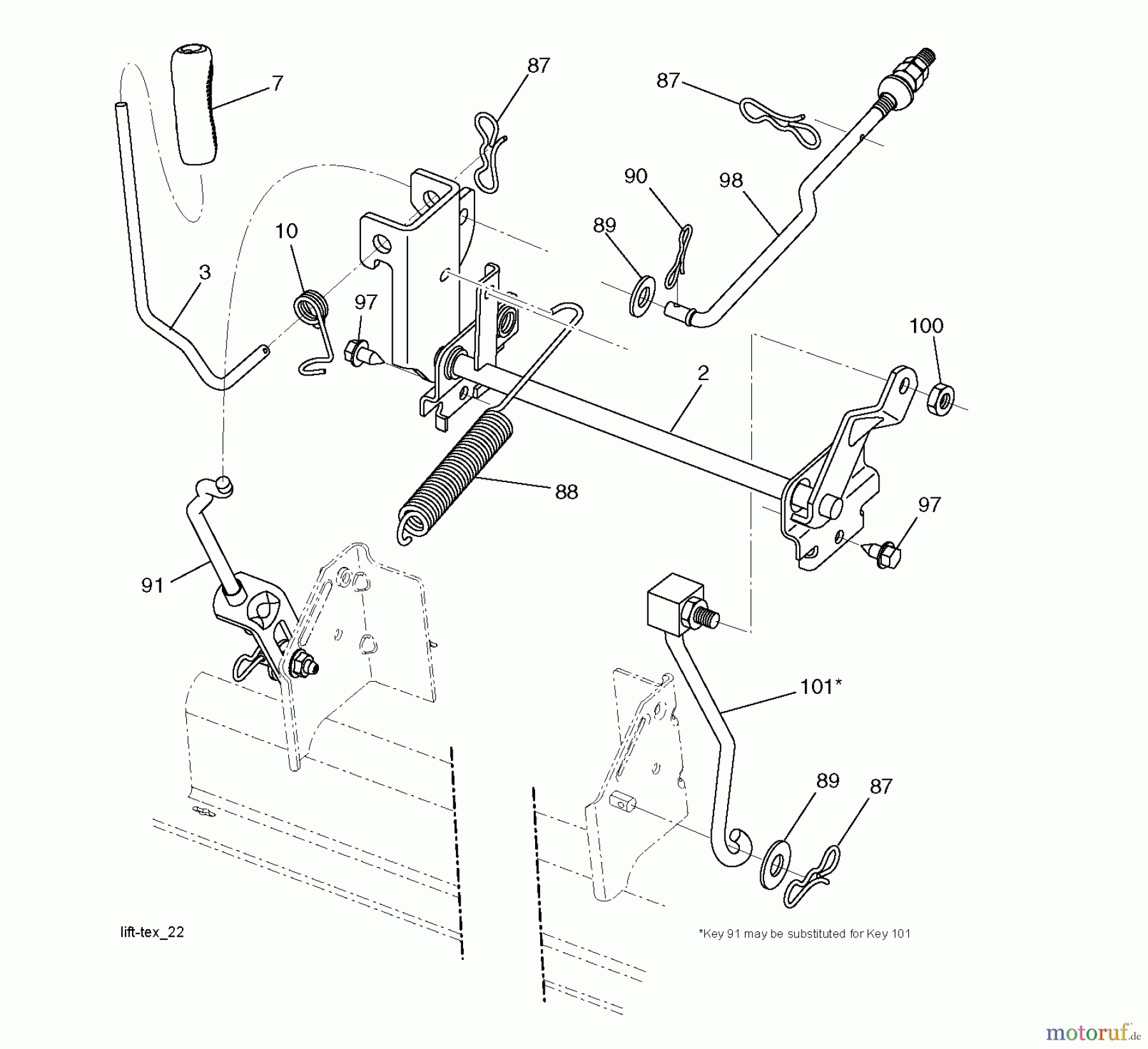  Jonsered Rasen  und Garten Traktoren LT2216 A2 (96041018101) - Jonsered Lawn & Garden Tractor (2010-08) MOWER LIFT / DECK LIFT